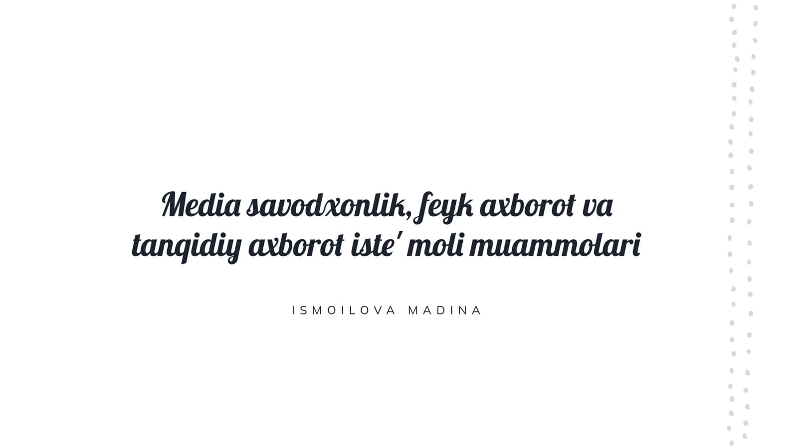Media savodxonlik, feyk axborot va tanqidiy axborot iste' moli muammolari