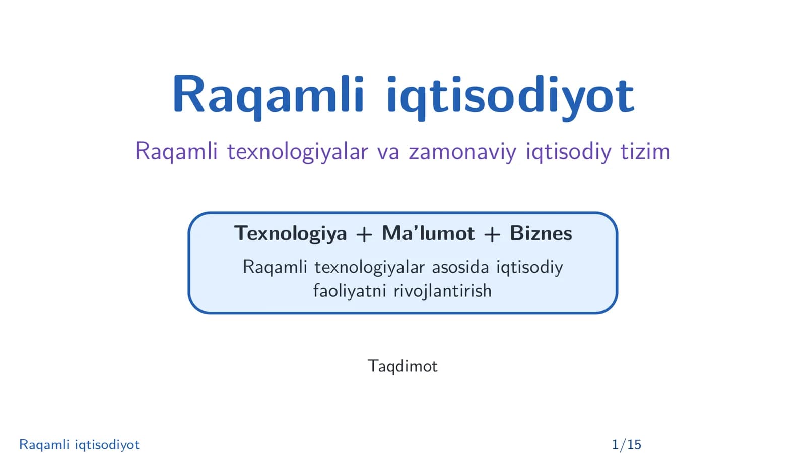 Raqamli iqtisodiyot