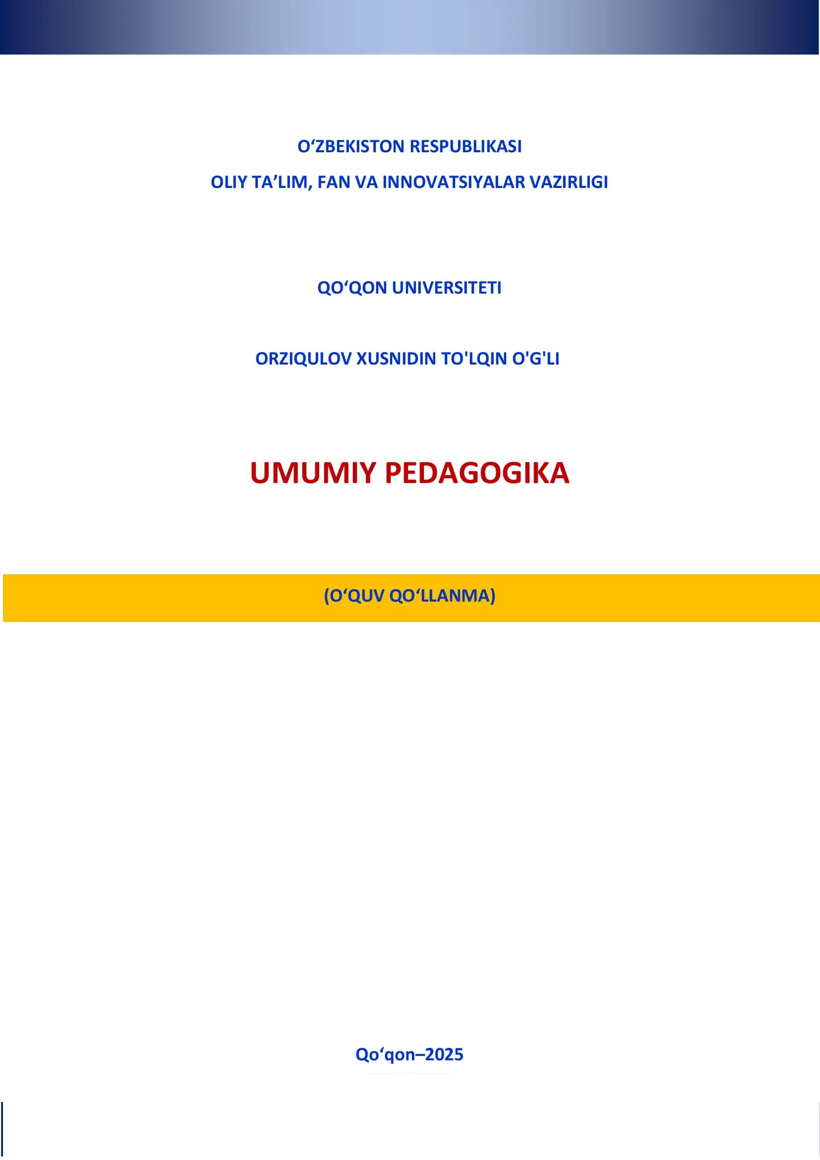 UMUMIY PEDАGОGIKА