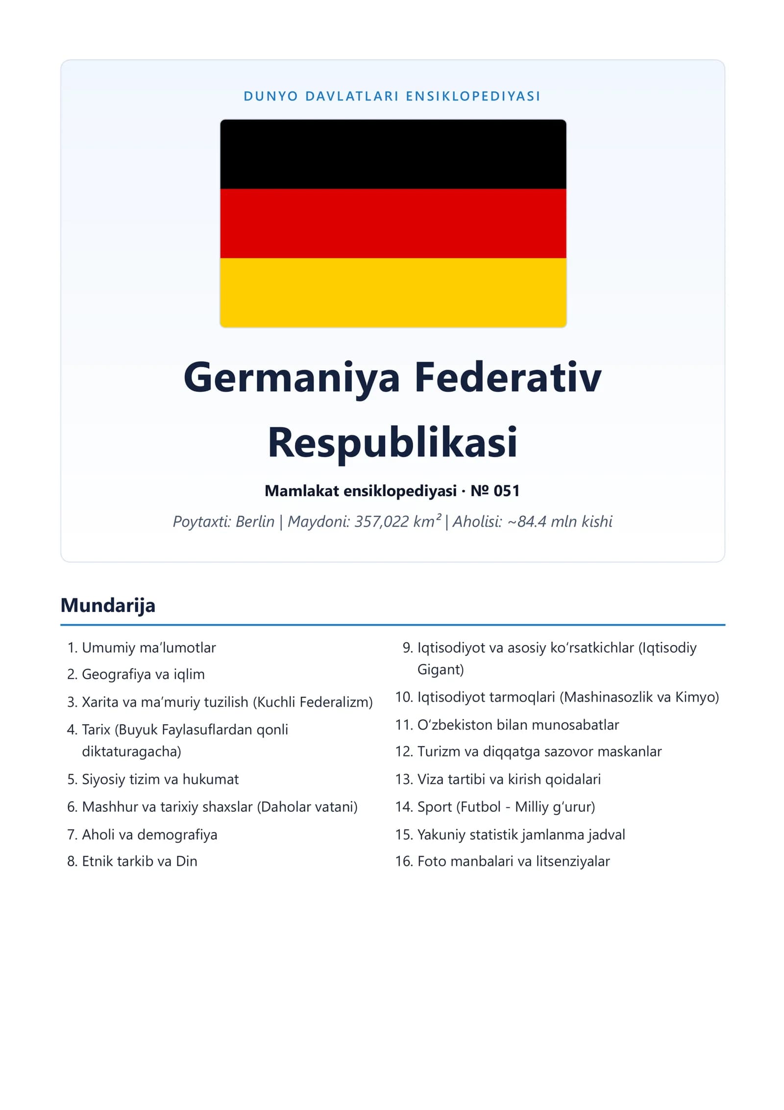 Germaniya Federativ Respublikasi Mamlakat ensiklopediyasi
