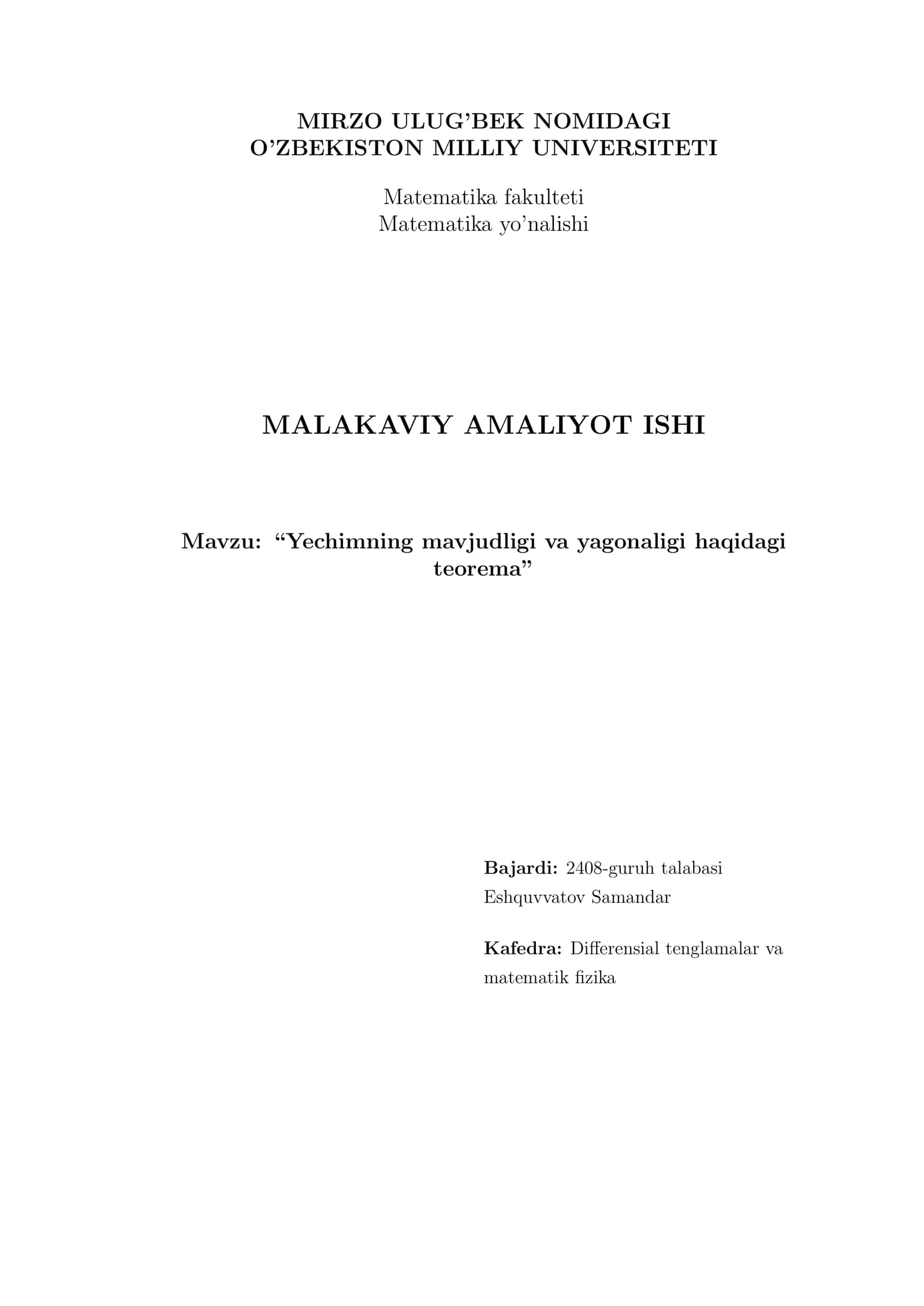 MALAKAVIY AMALIYOT ISHI