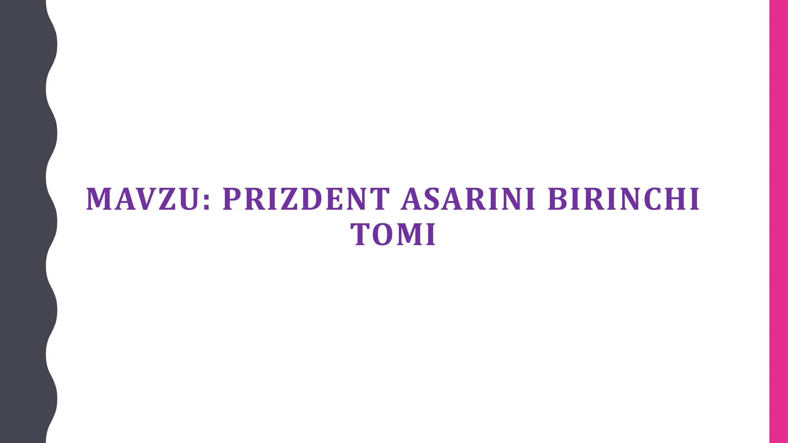 Prezident asarining birinchi tomi