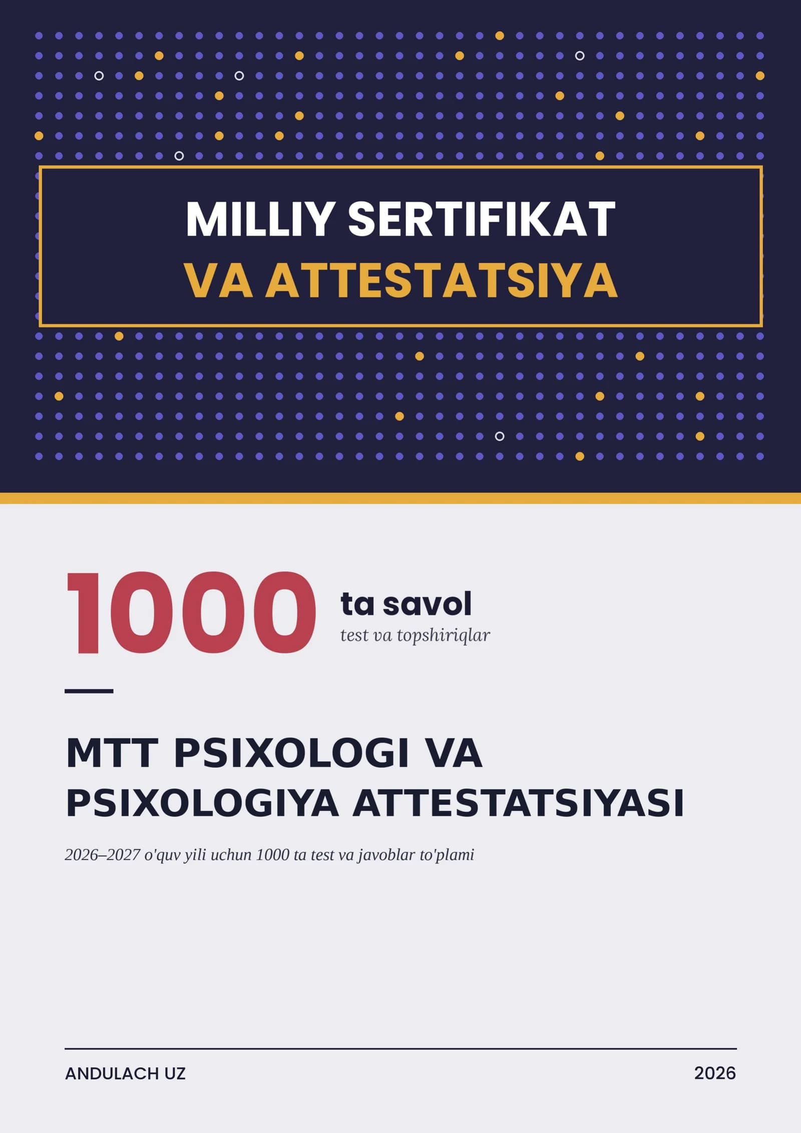 MTT PSIXOLOGI VA PSIXOLOGIYA FANI ATTESTATSIYASI TESTLARI VA JAVOBLARI