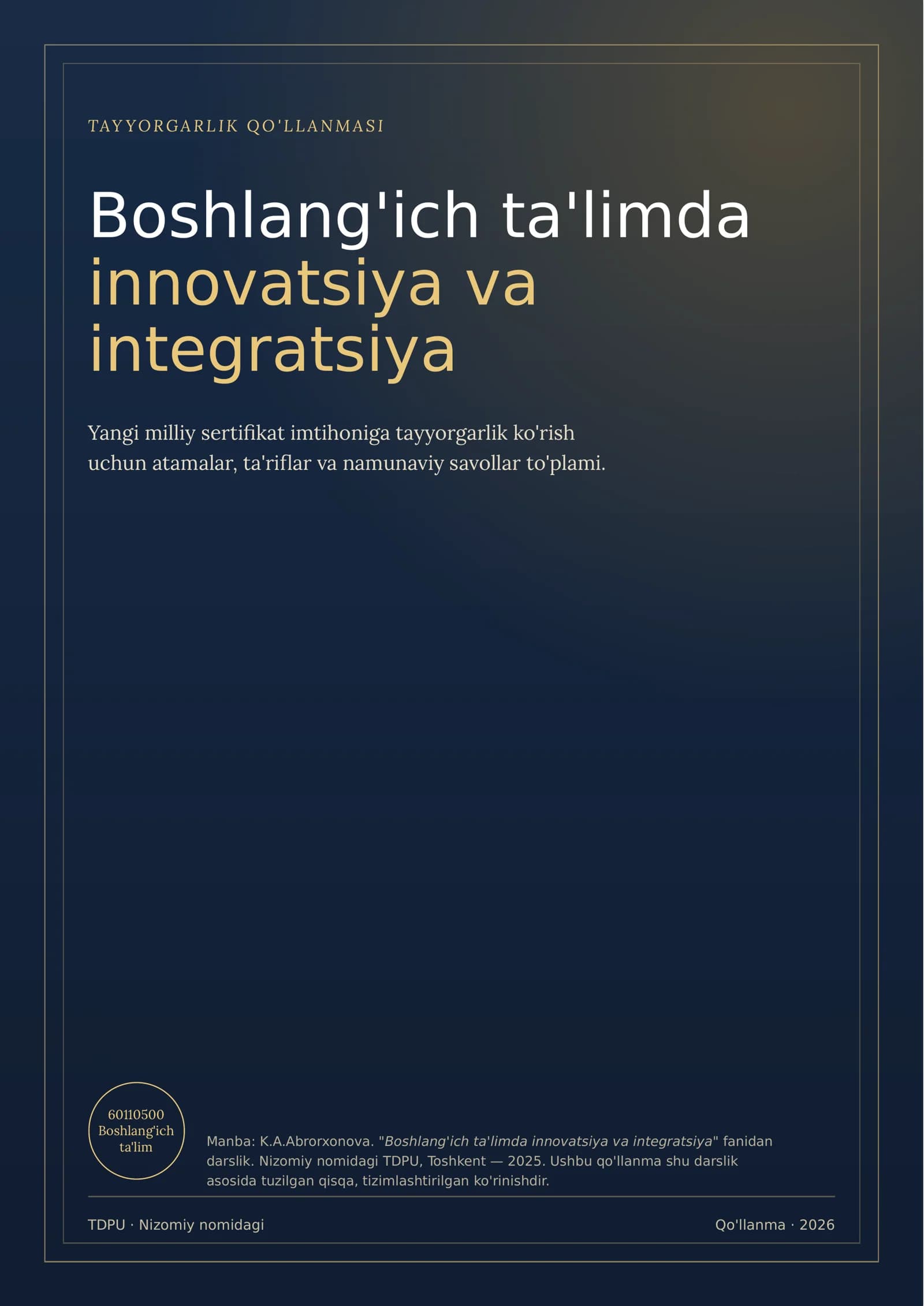 Integratsiya va innovatsiya sertifikatga tayyorlov qo'llanmasi