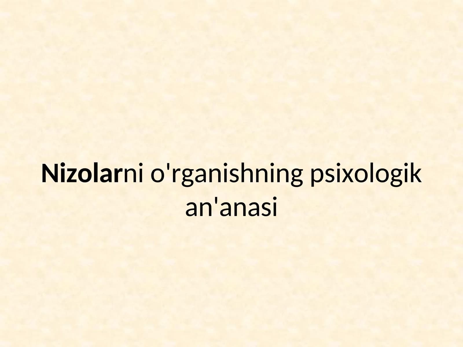 Nizolarni o'rganishning psixologik an'anasi