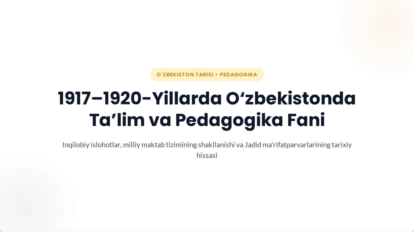 1917-1920-yillarda O'zbekistonda ta'lim tizimi