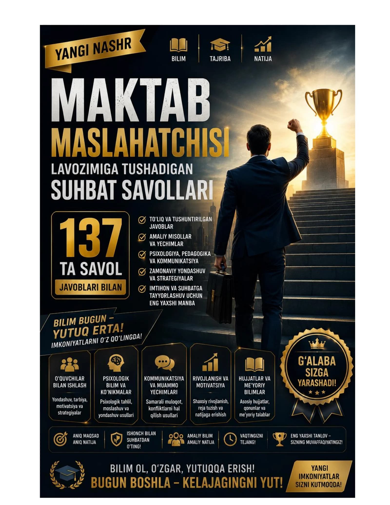 Maktab maslahatchisi 137 ta suhbat savollari javoblari bilan