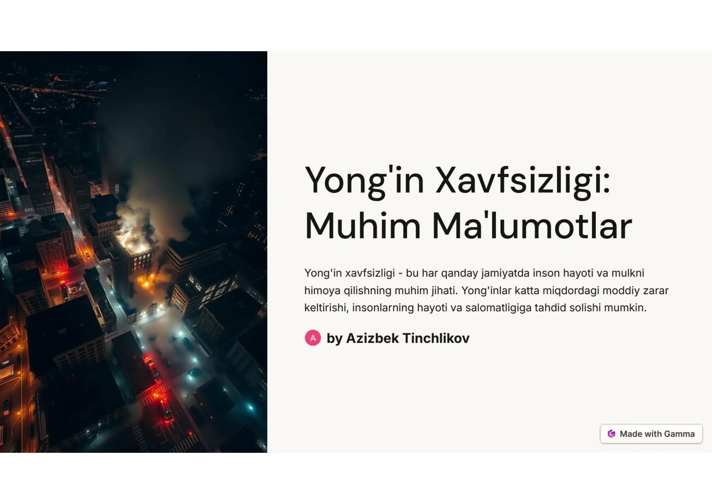 Yong'in xavfsizligi: muhim ma'lumotlar