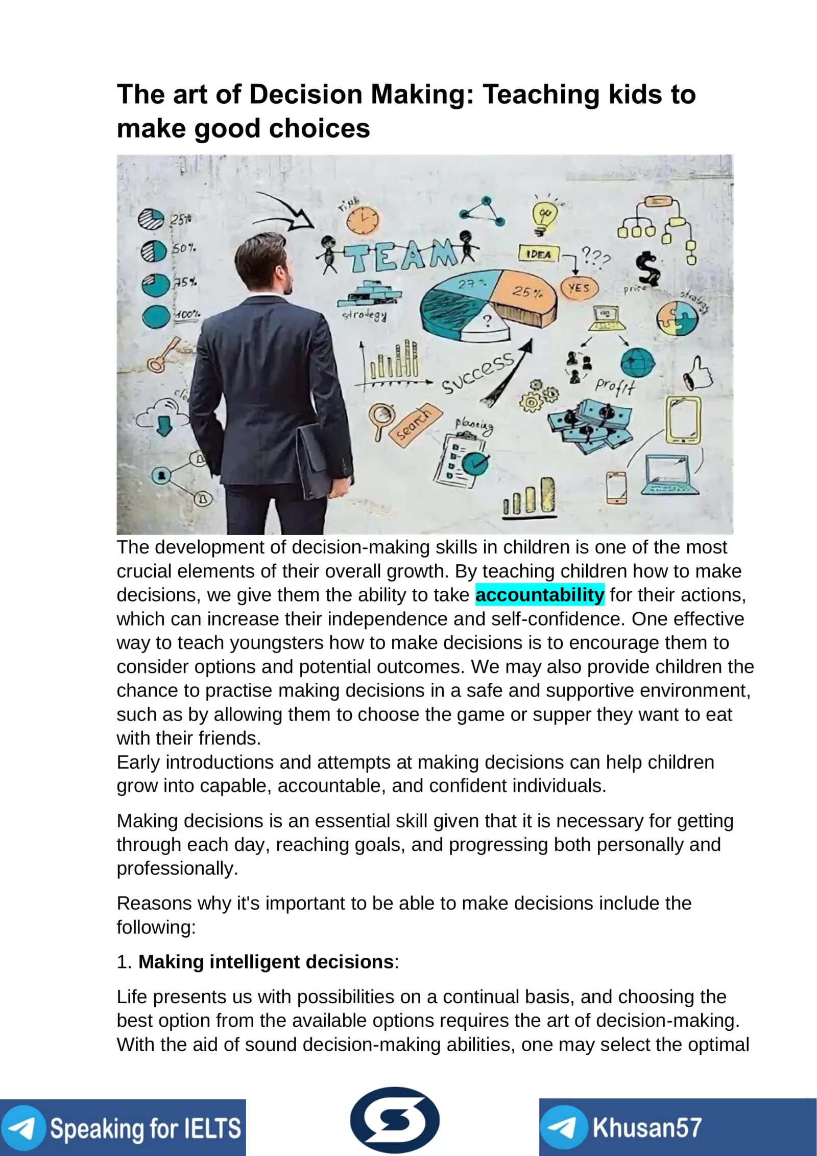 The art of Decision Making: Teaching kids to make good choices