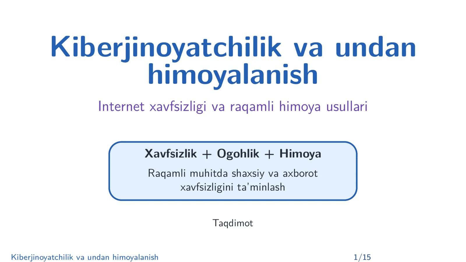 Kiberjinoyatchilik va undan himoyalanish