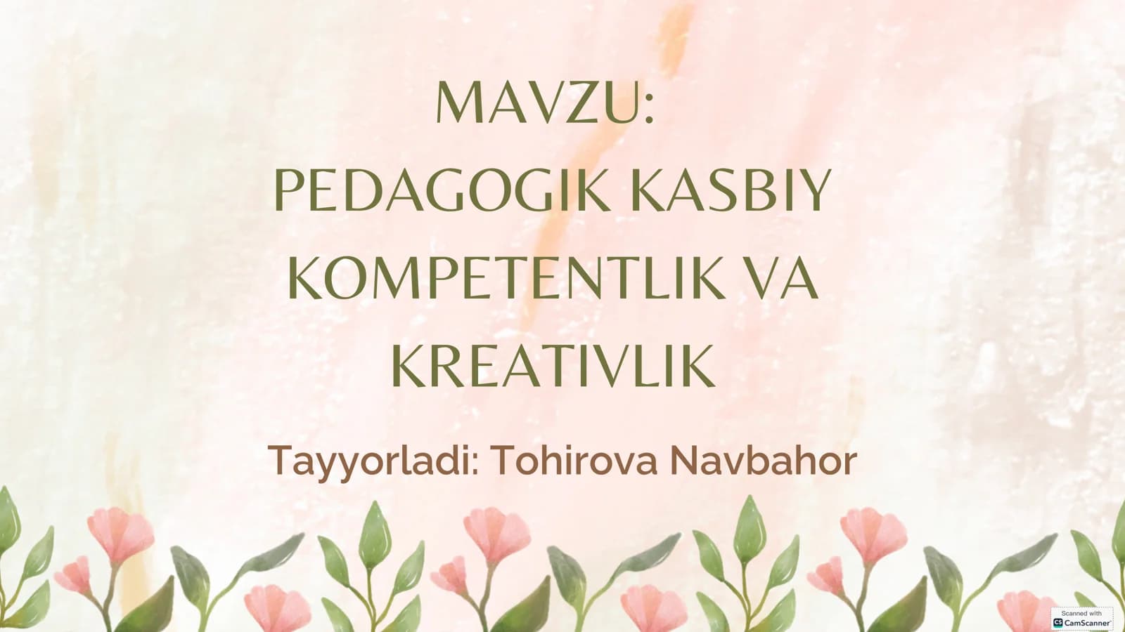 PEDAGOGIK KASBIY KOMPETENTLIK VA KREATIVLIK