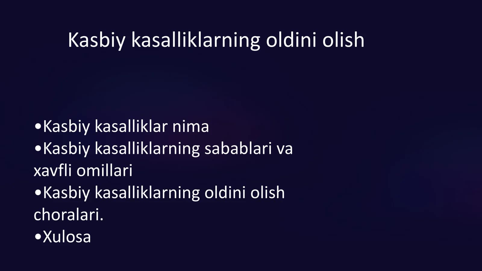 Kasbiy kasalliklarning oldini olish