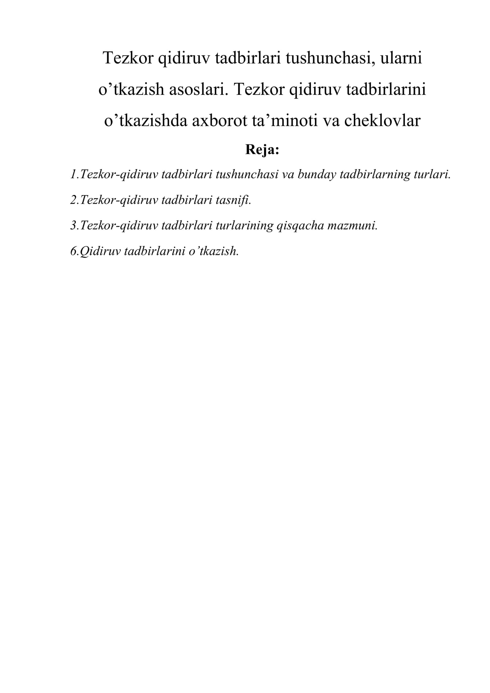 Tezkor qidiruv tadbirlari