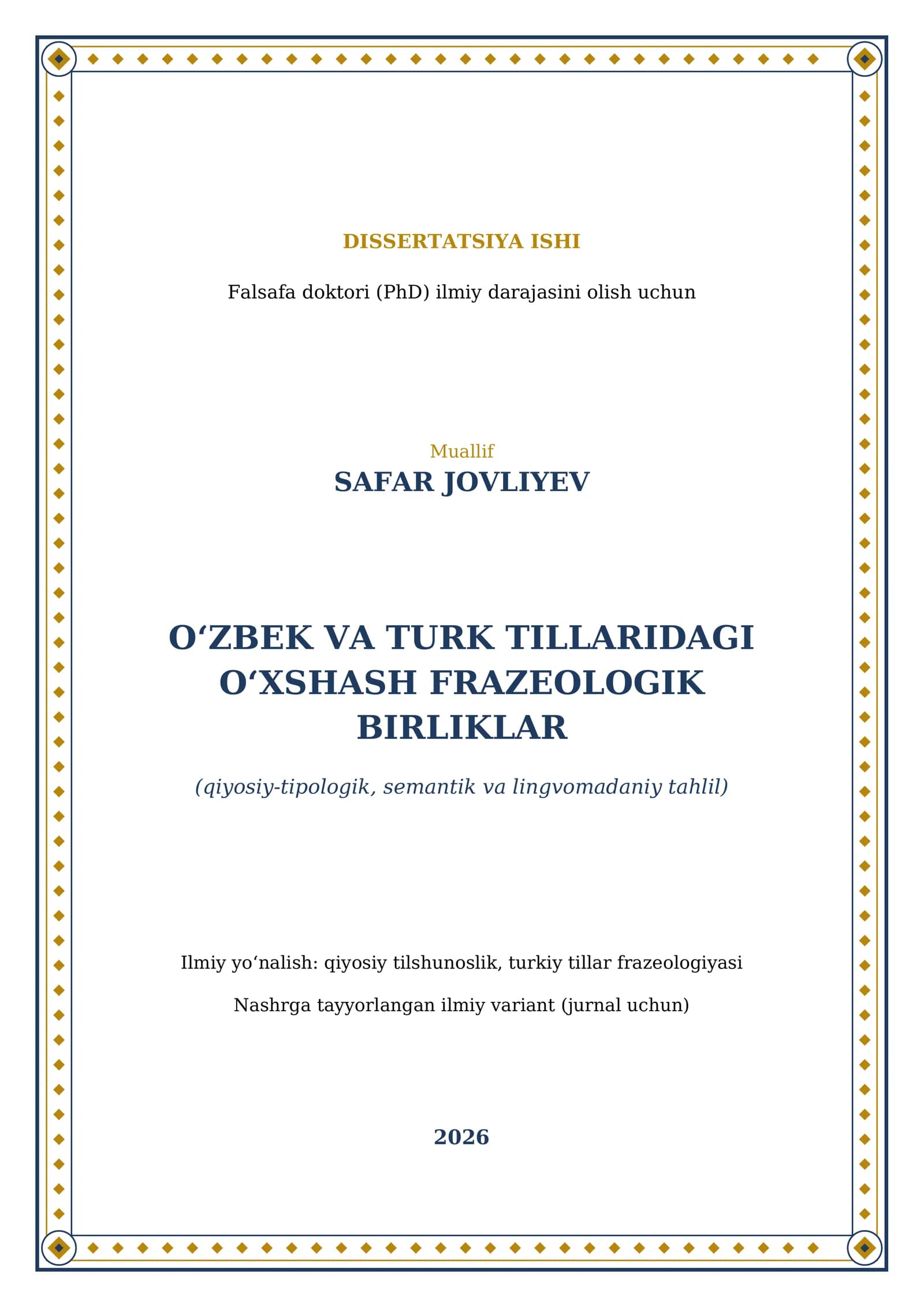 Oʻzbek va turk tillaridagi Oʻxshash Frazeologik Birliklar
