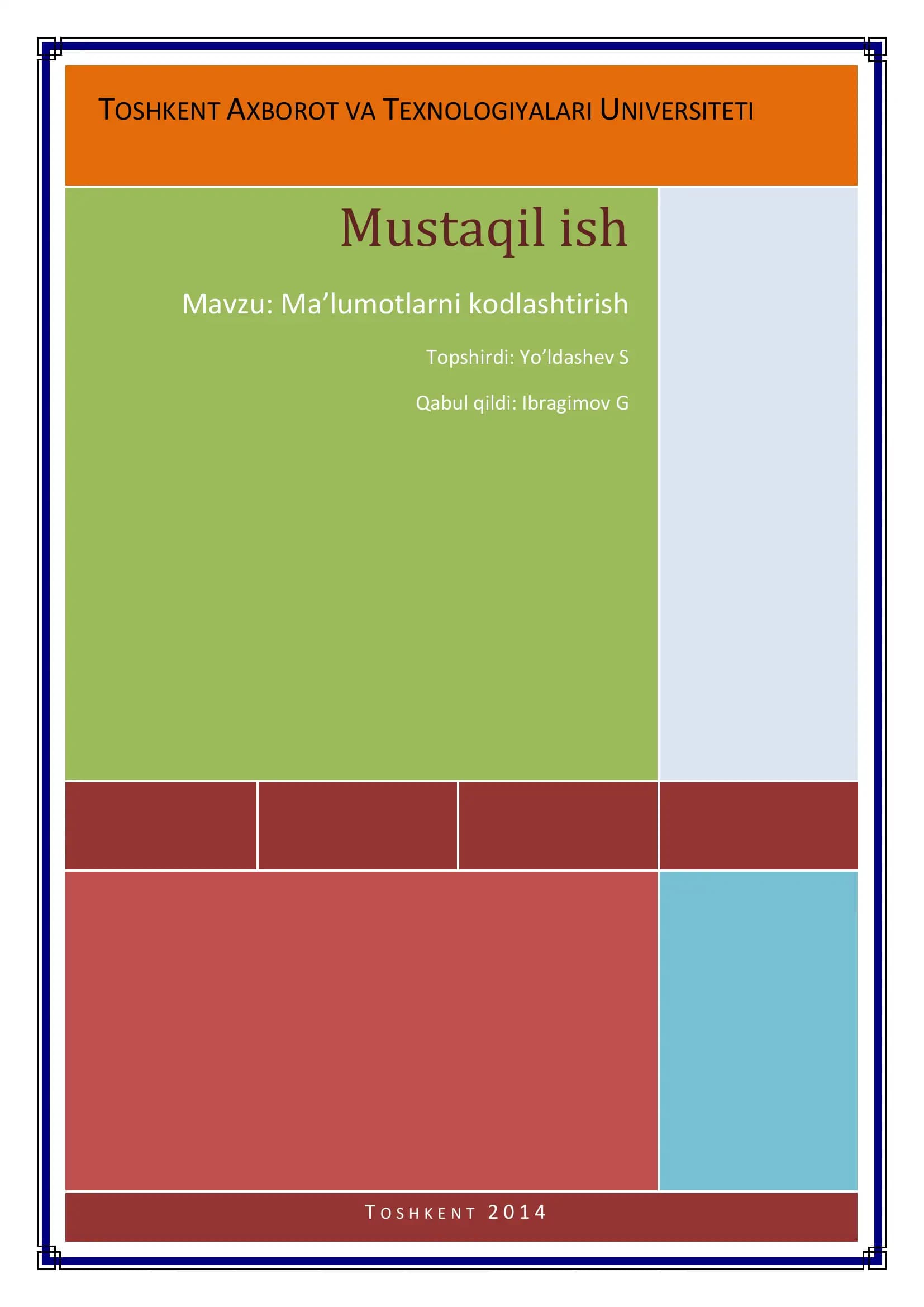 Ma’lumotlarni Kodlashtirish