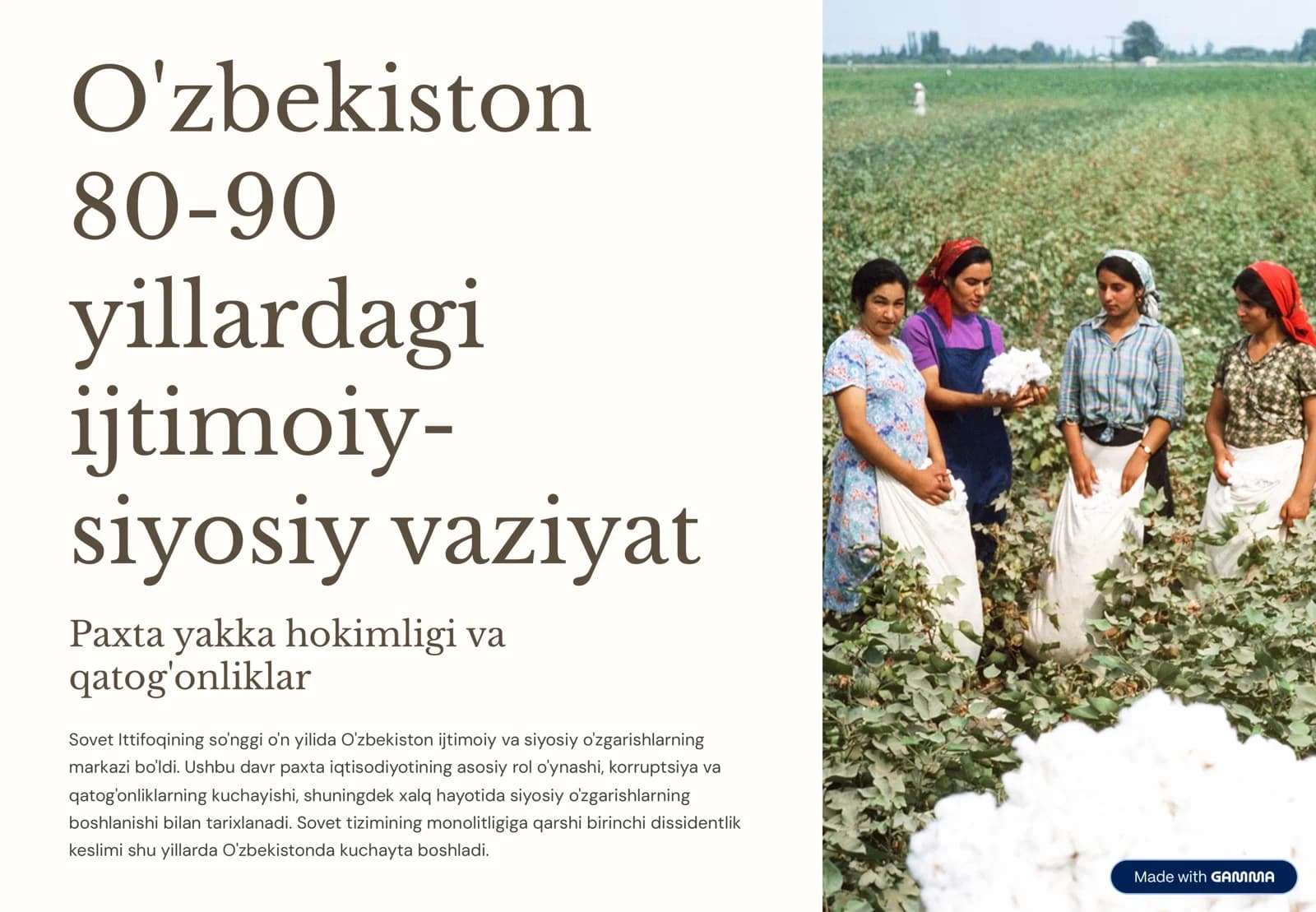 O'zbekiston 80-90 yillardagi ijtimoiy-siyosiy vaziyat