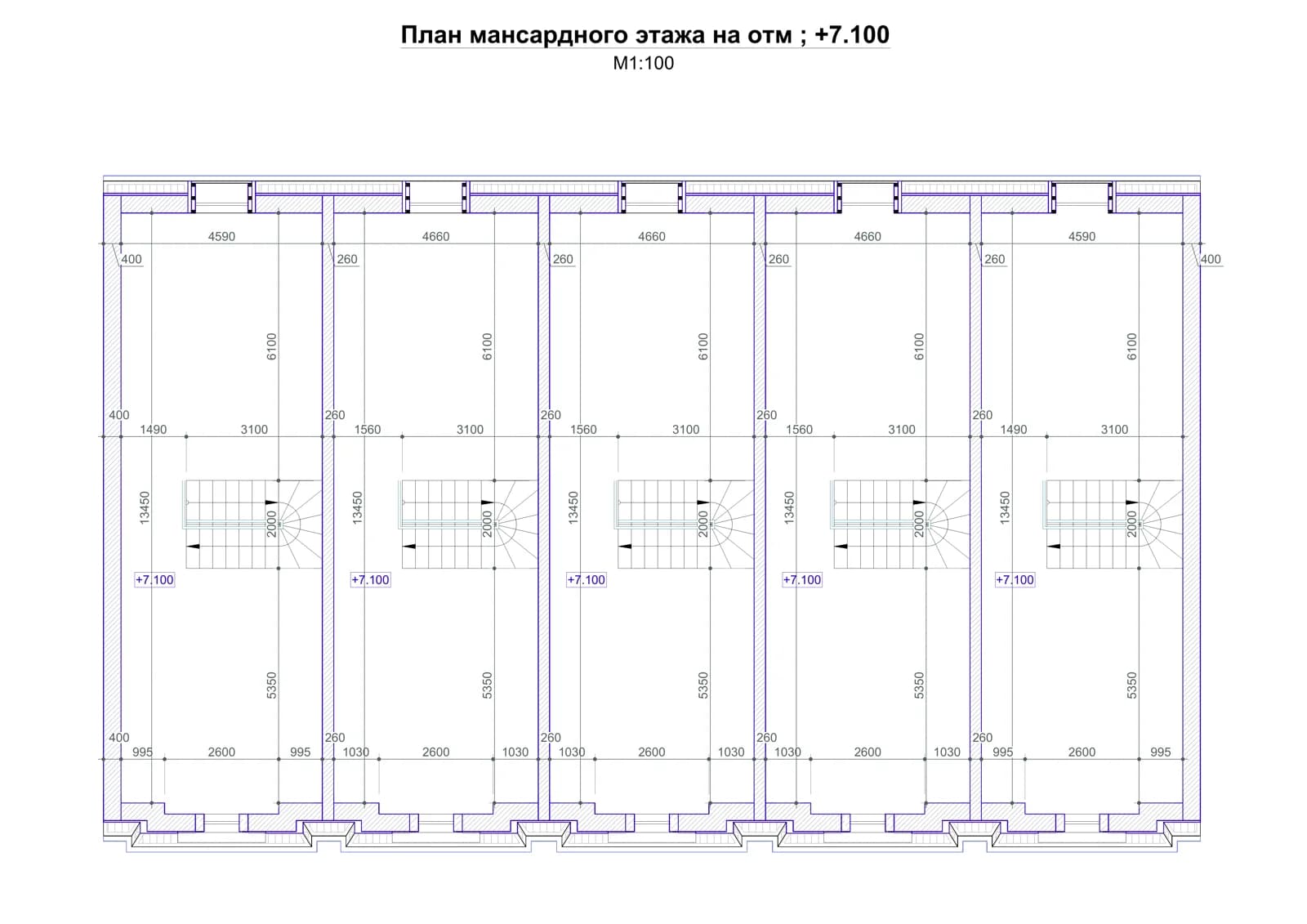 План мансардного этажа на отм