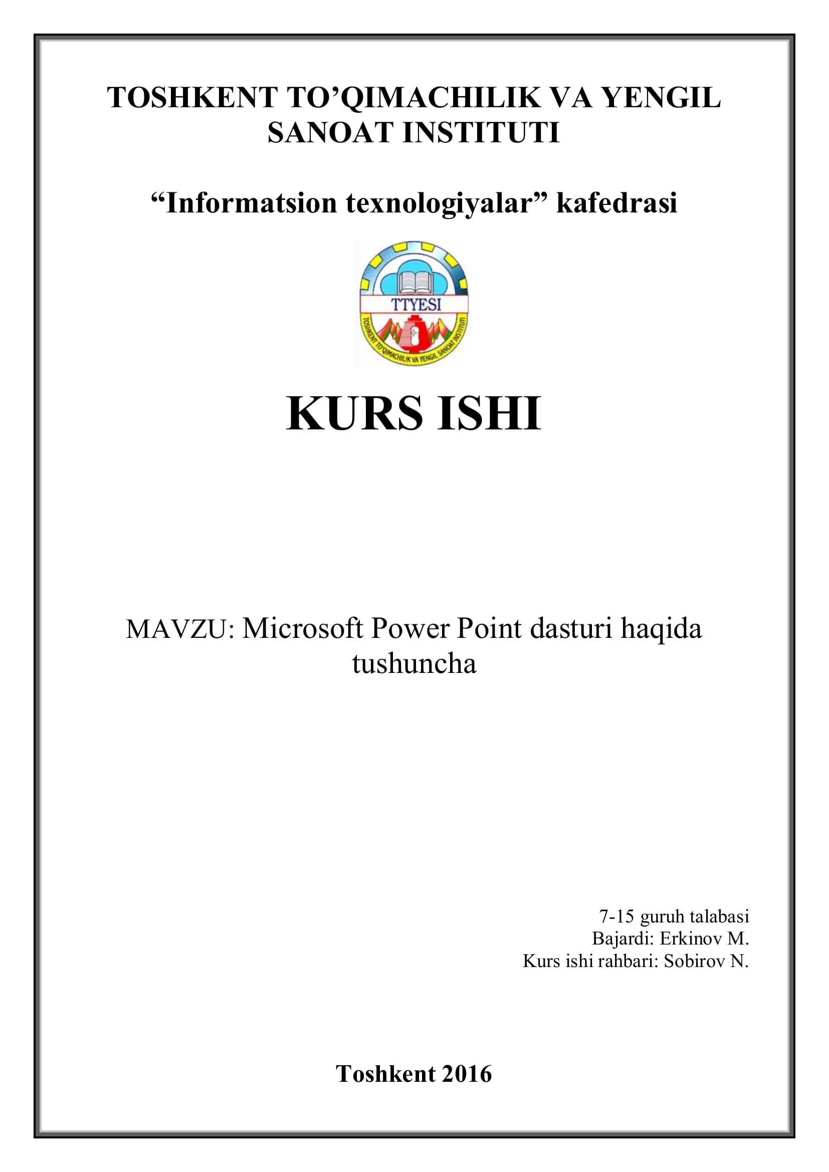 Microsoft Power Point dasturi haqida