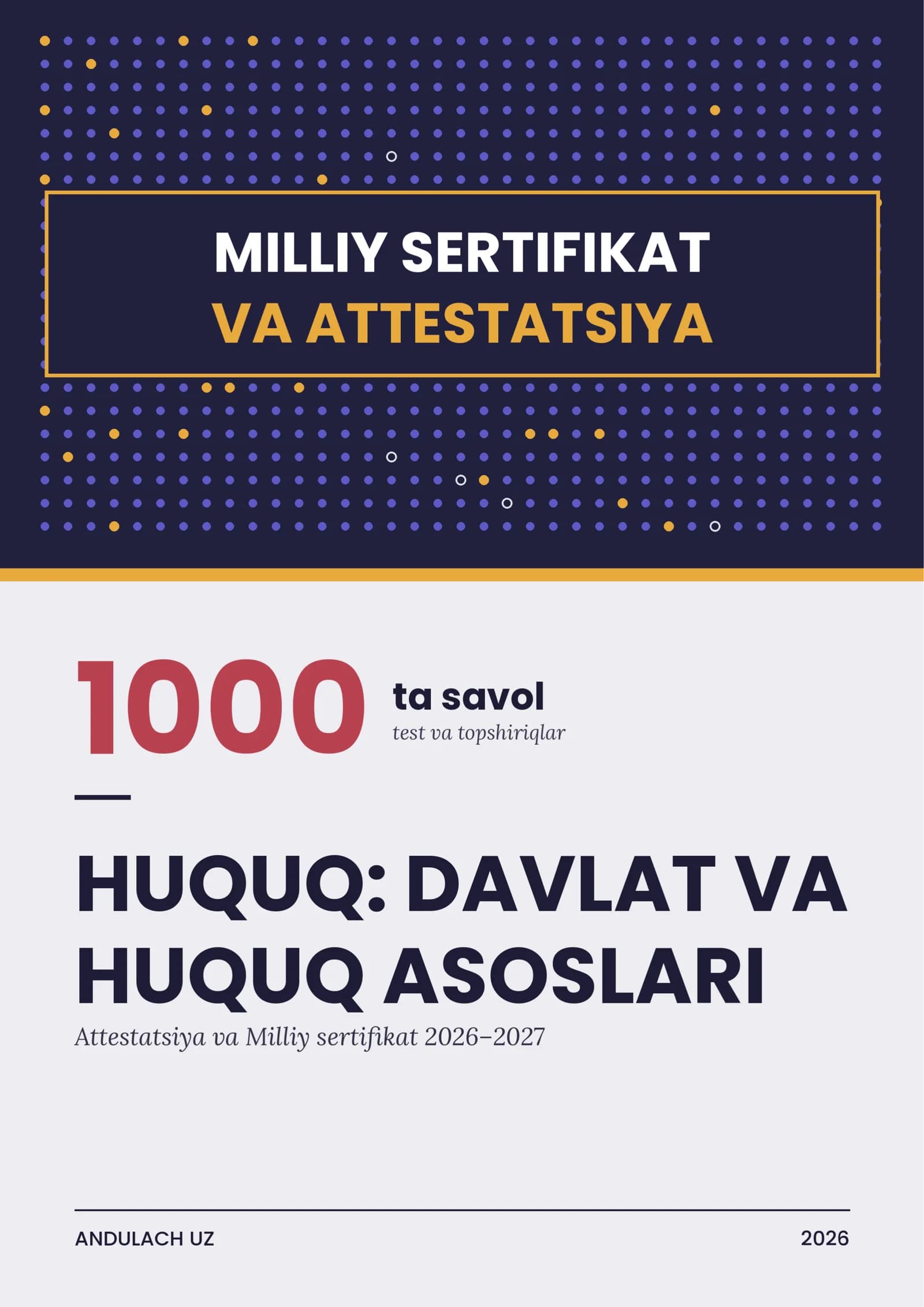 Huquq fanidan milliy sertifikat va milliy attestatsiya savollari 1000 test