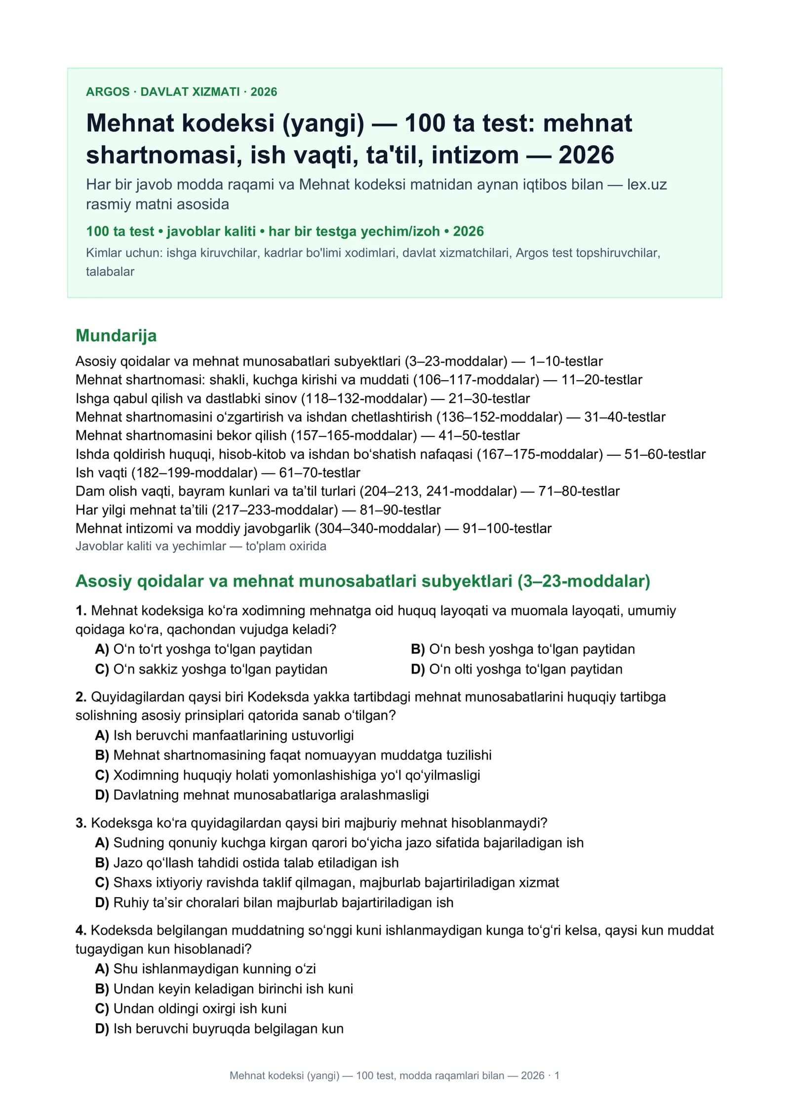 Mehnat kodeksi (yangi)