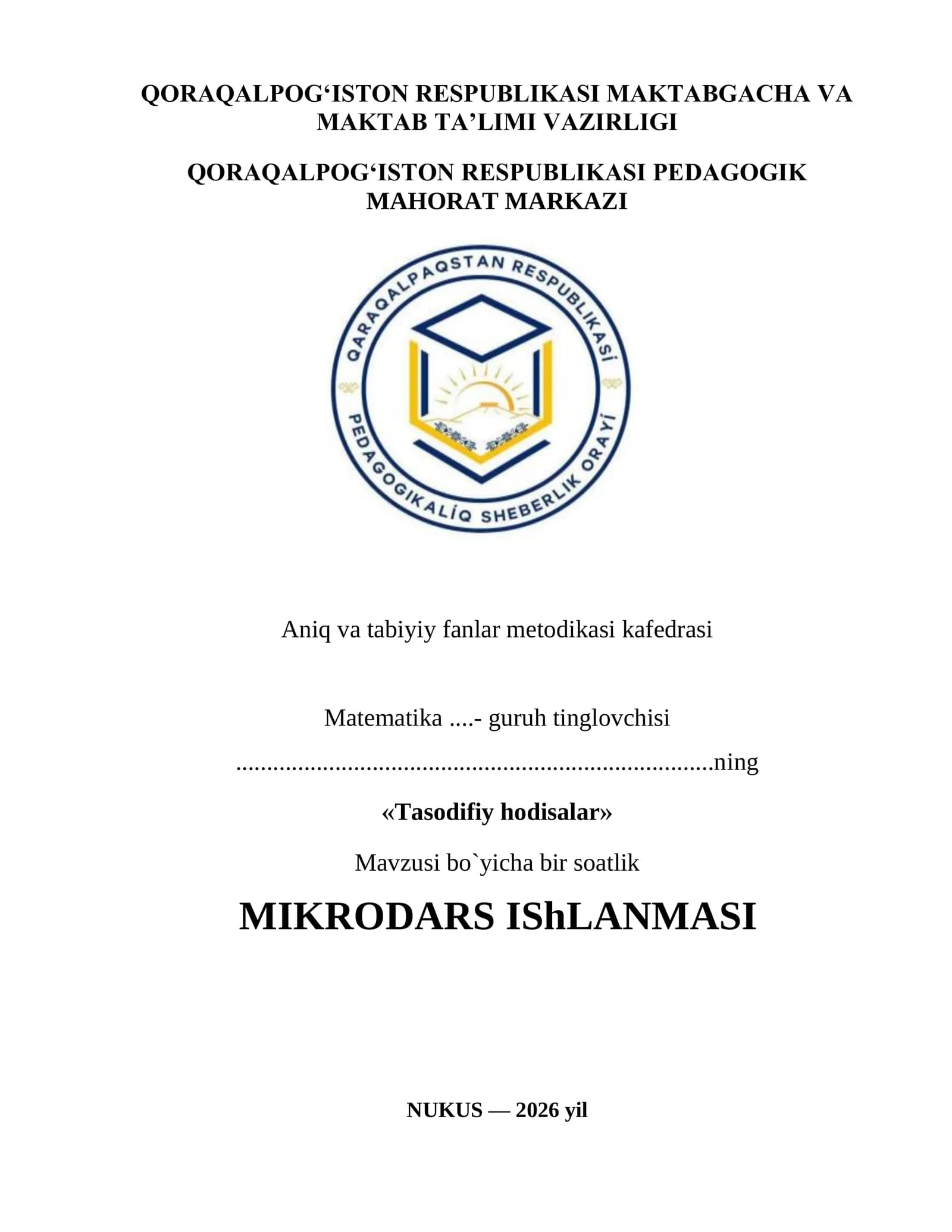 «Tasodifiy hodisalar» Fan: Algebra - 11-sinf