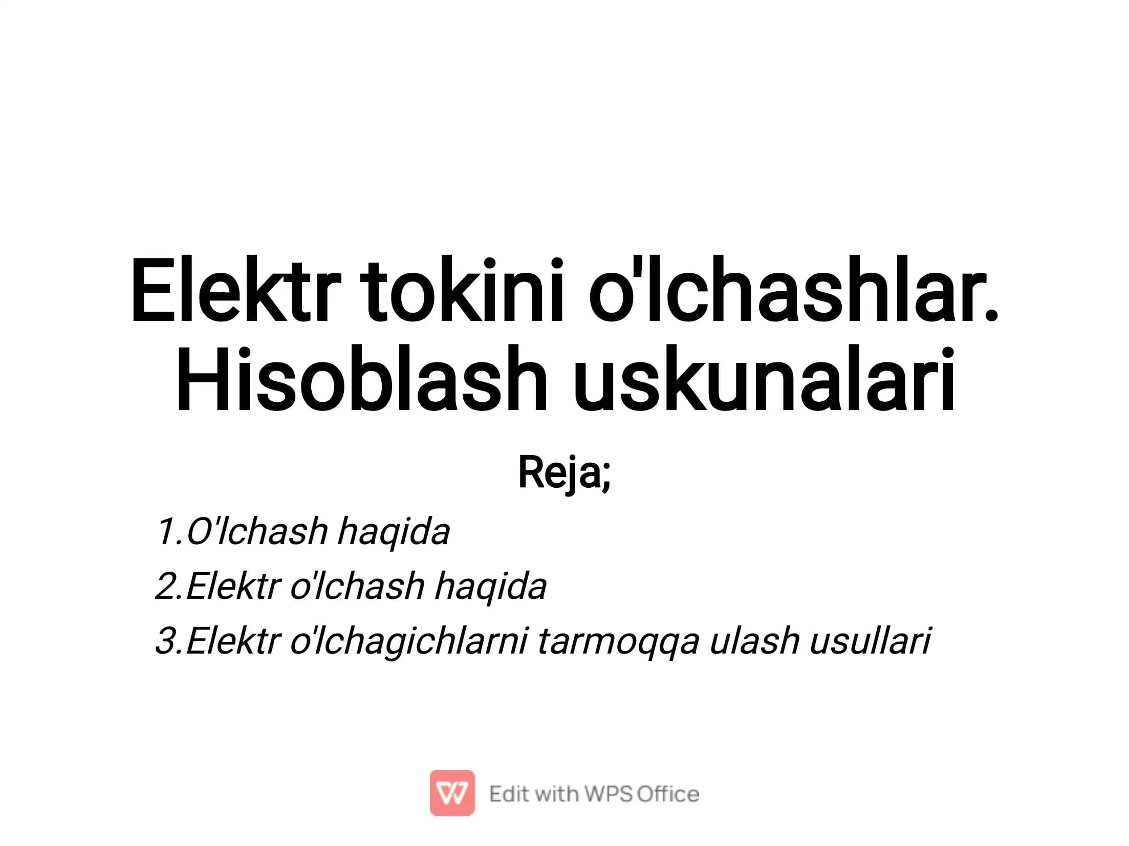 Elektr tokini o'lchashlar