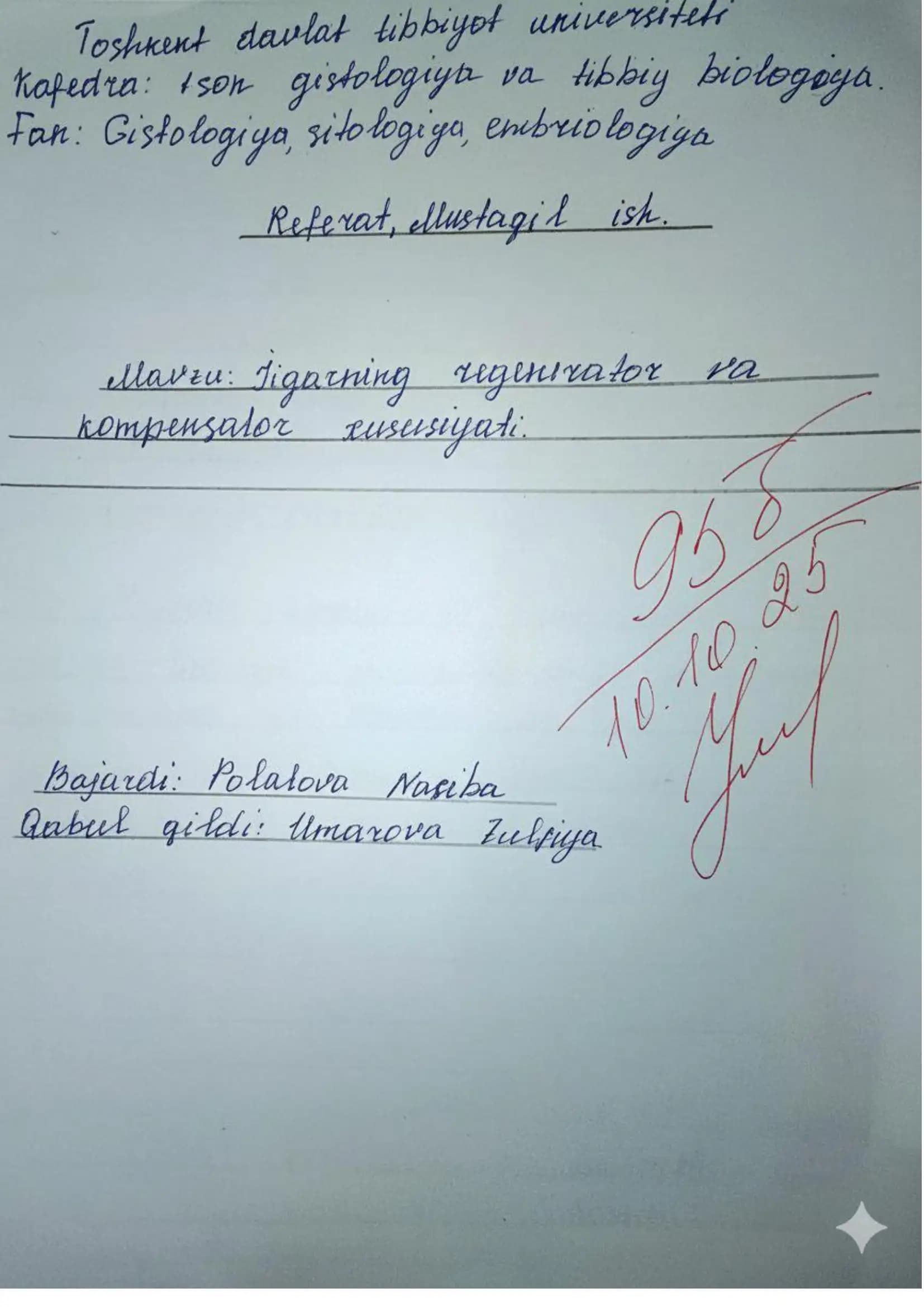 Jigar regeneratsiyasi va disse boshligidagi hujayralar