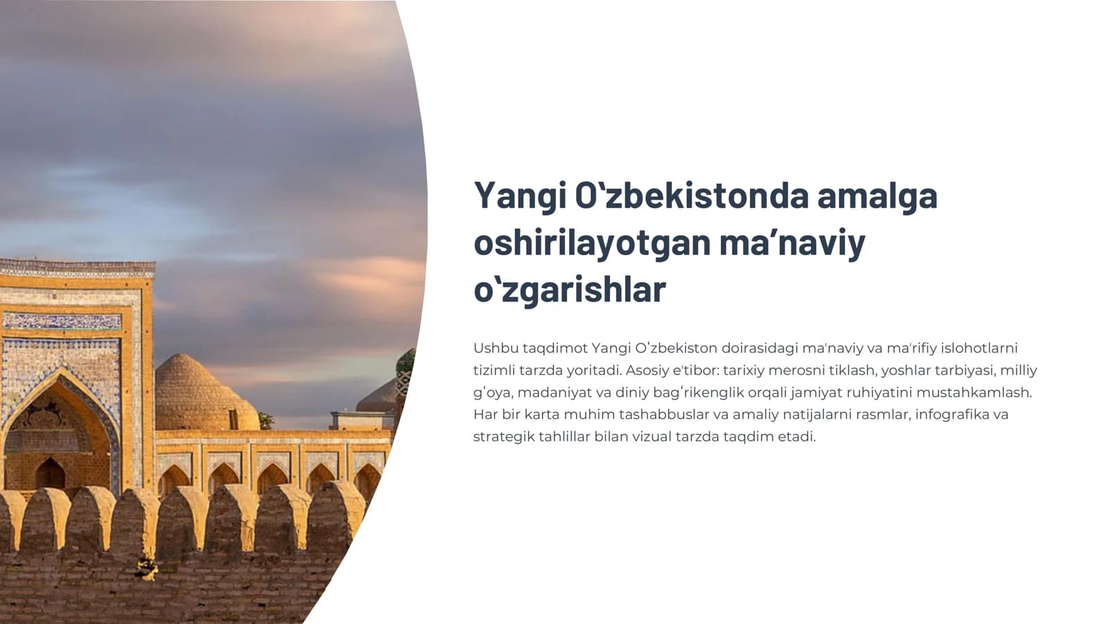 Yangi Oʻzbekistonda amalga oshirilayotgan maʼnaviy oʻzgarishlar