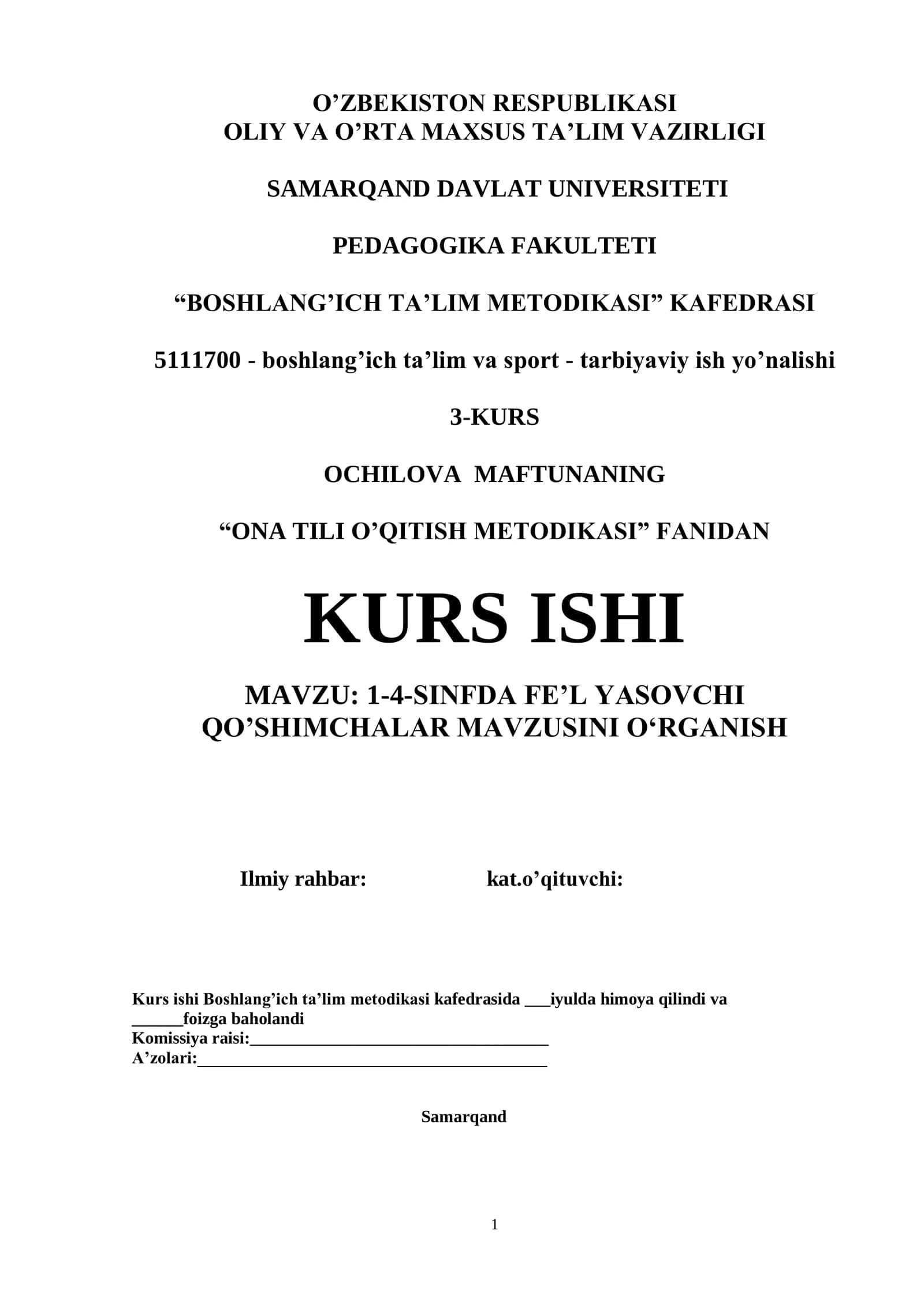 1-4-SINFDA FE‟L YASOVCHI QO‟SHIMCHALAR MAVZUSINI O„RGANISH