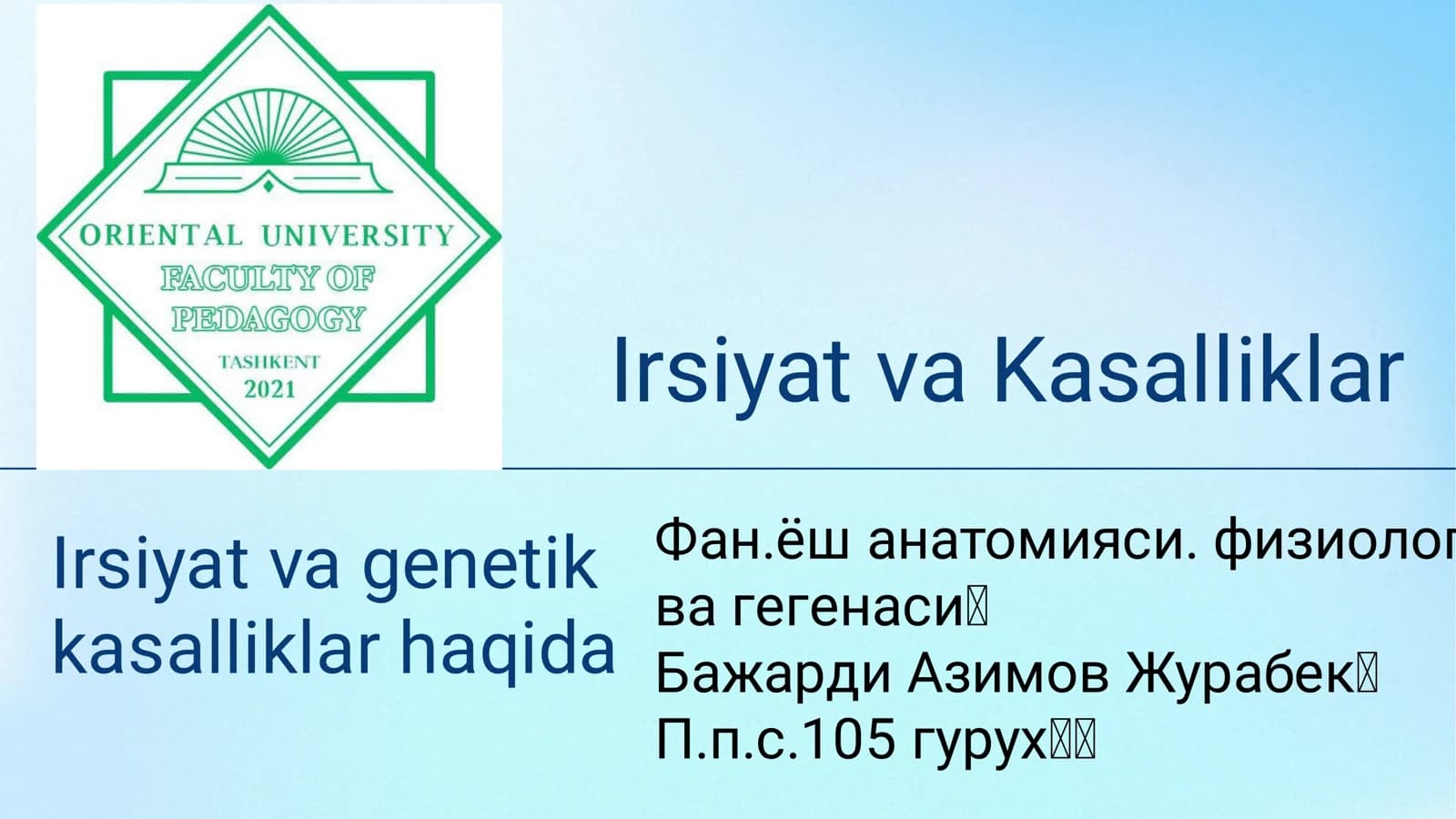 Irsiyat va Kasalliklar