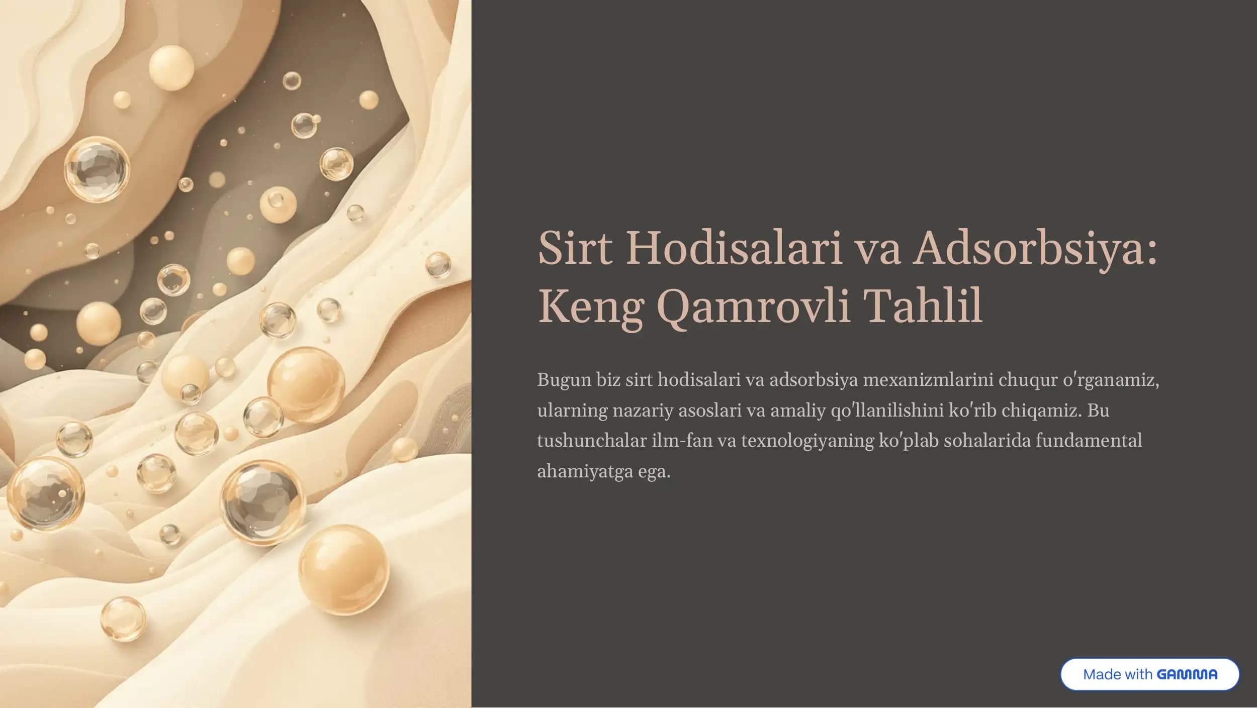 Sirt Hodisalari va Adsorbsiya
