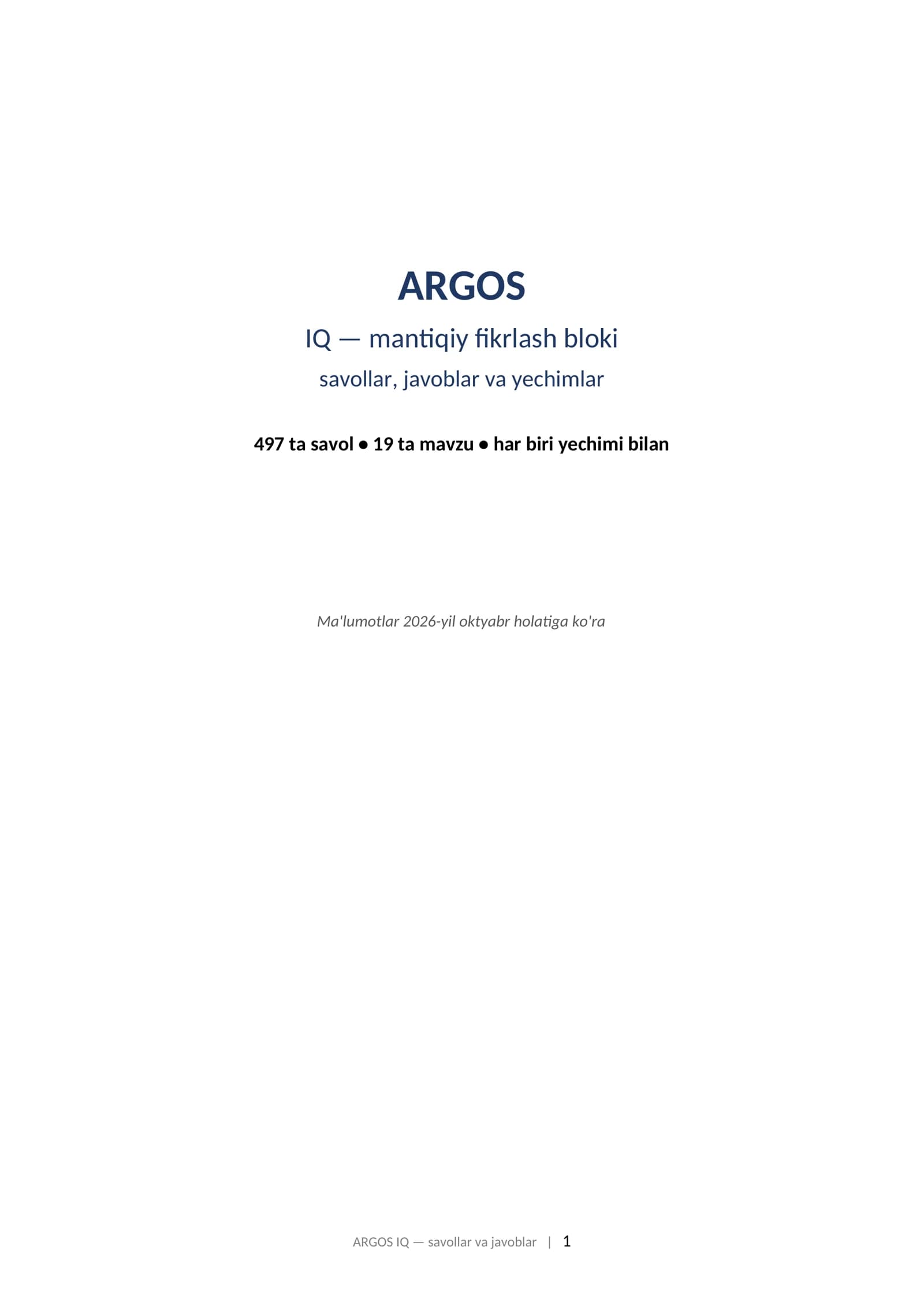 ARGOS IQ — mantiqiy fikrlash bloki javoblari (2026y 497 ta)