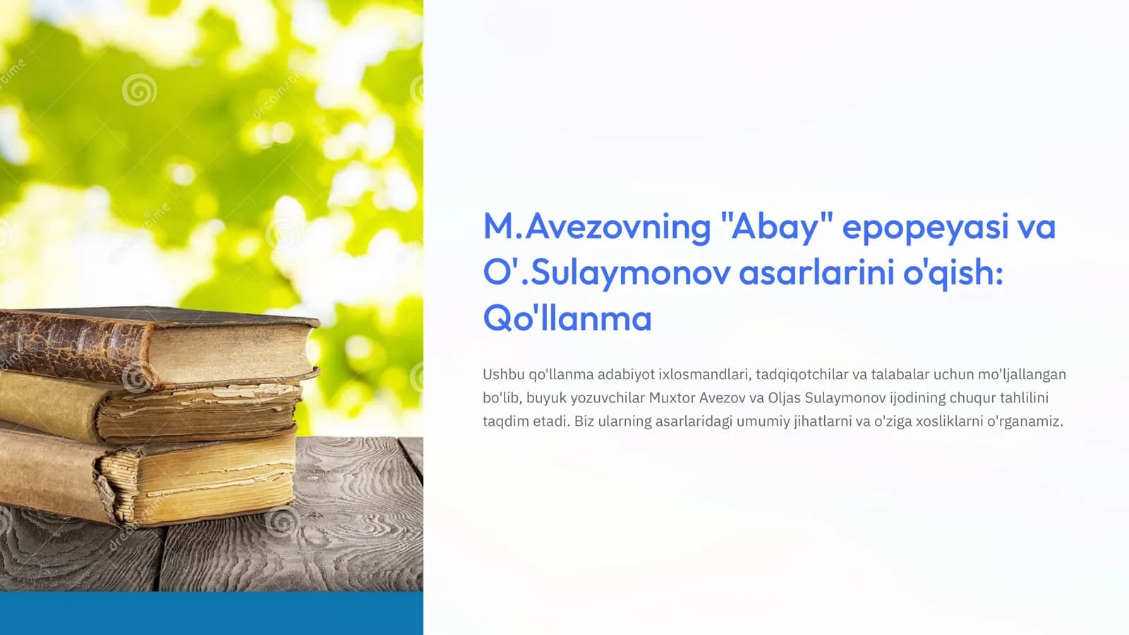 M.Avezovning Abay epopeyasi va O'.Sulaymonov asarlarini o'qish