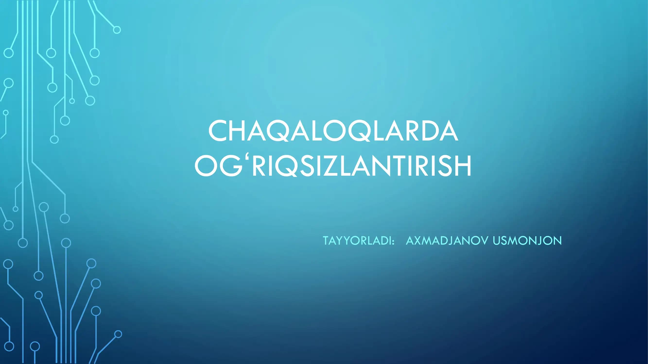 CHAQALOQLARDA OGʻRIQSIZLANTIRISH TAYYORLADI