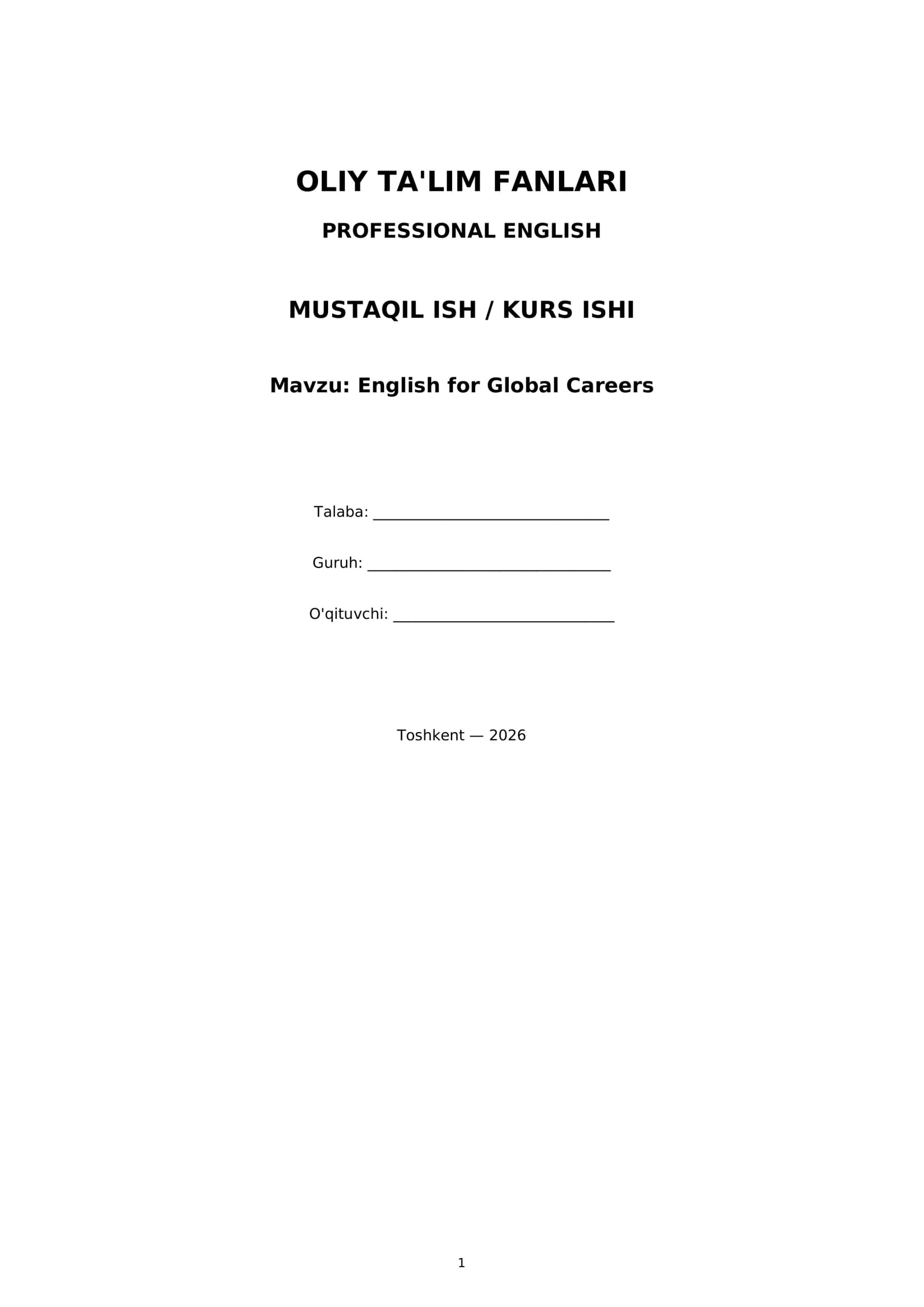 English for Global Careers