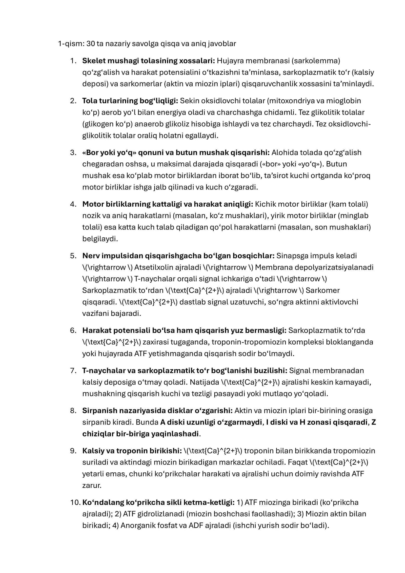 1-qism: 30 ta nazariy savolga qisqa va aniq javoblar