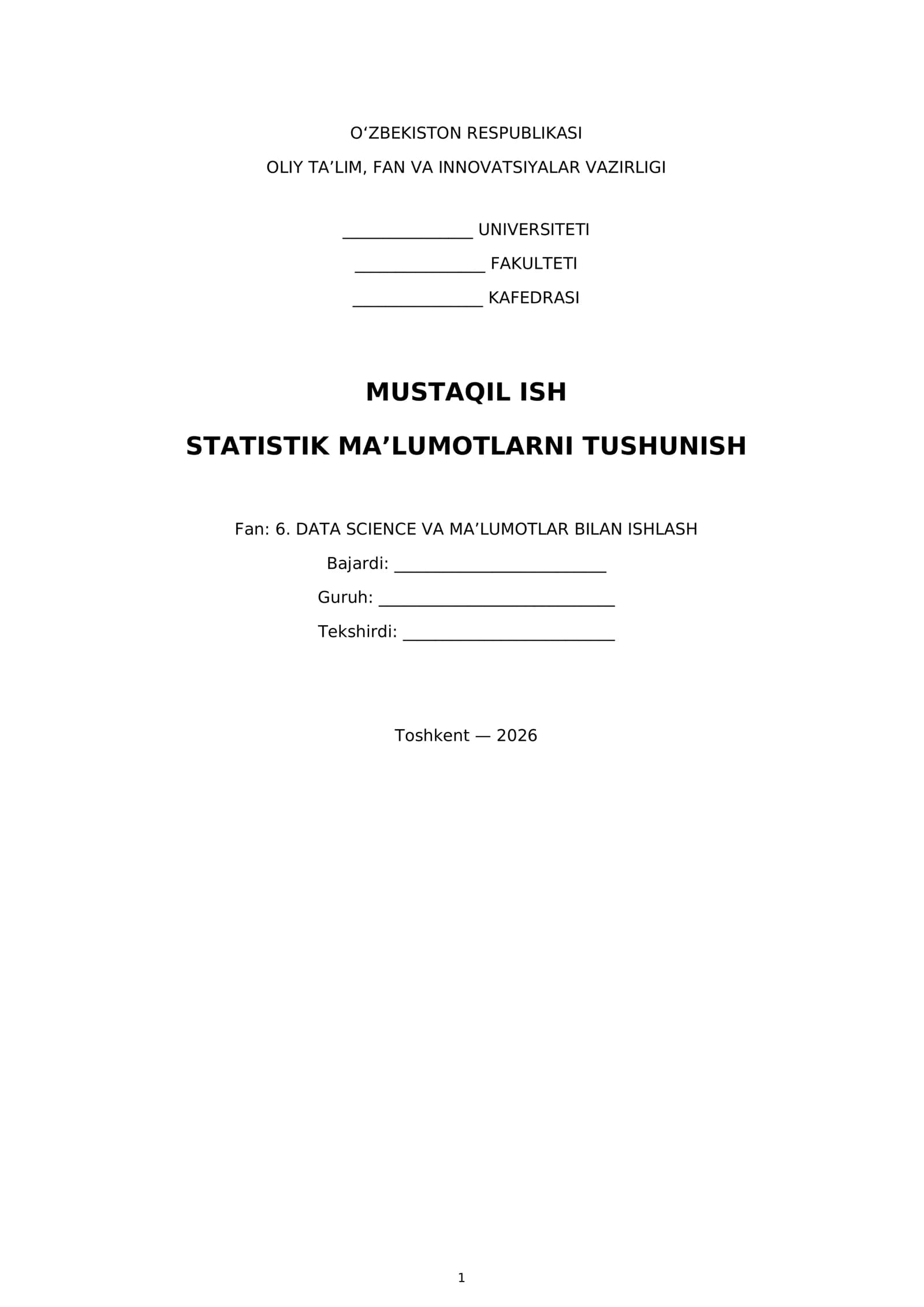 Statistik Ma'lumotlarni Tushunish