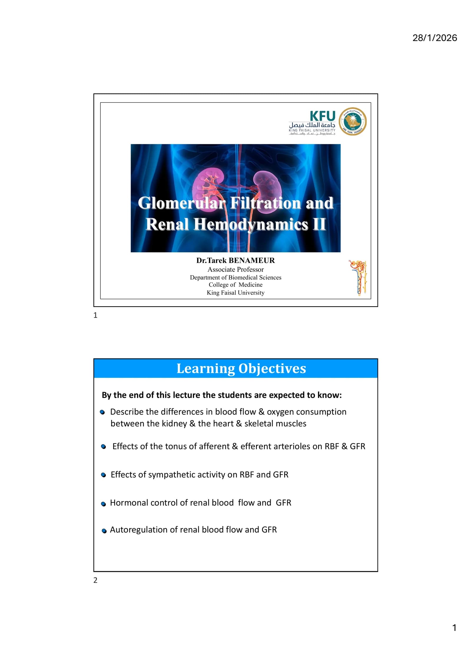 Glomerular Filtration and Renal Hemodynamics II