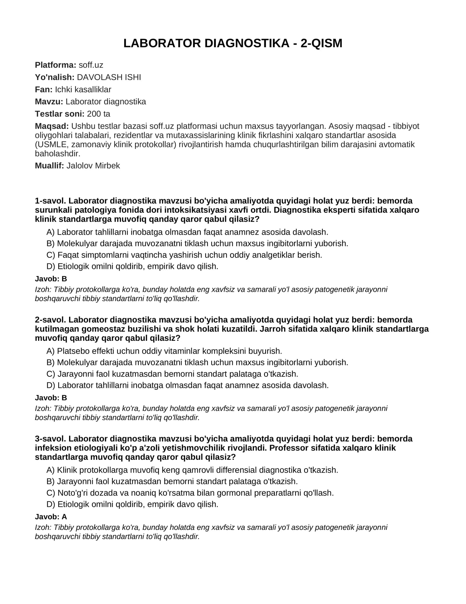LABORATOR DIAGNOSTIKA - 2-QISM
