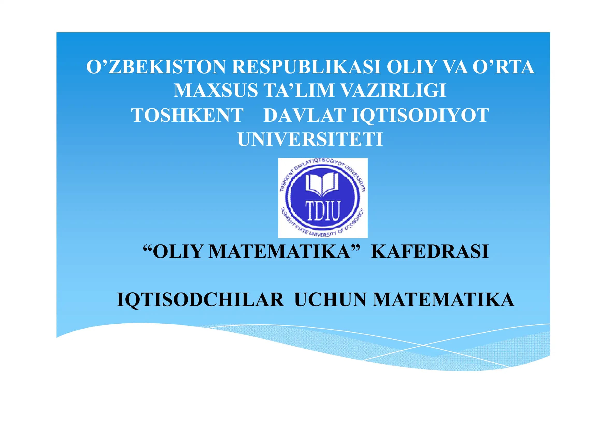 Iqtisodchilar uchun matematika