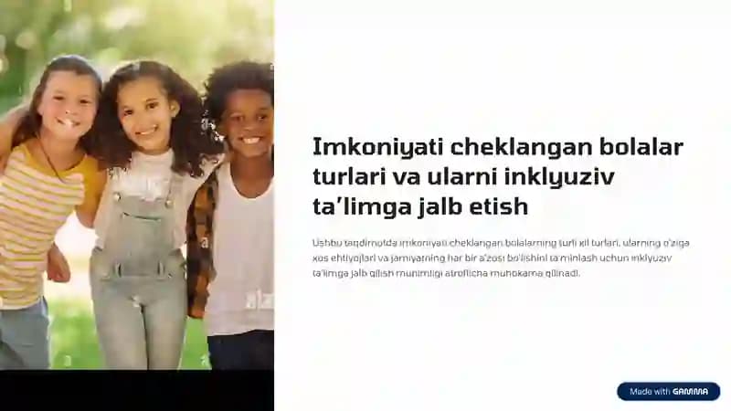 Imkoniyati cheklangan bolalar turlari va ularni inklyuziv ta'lim