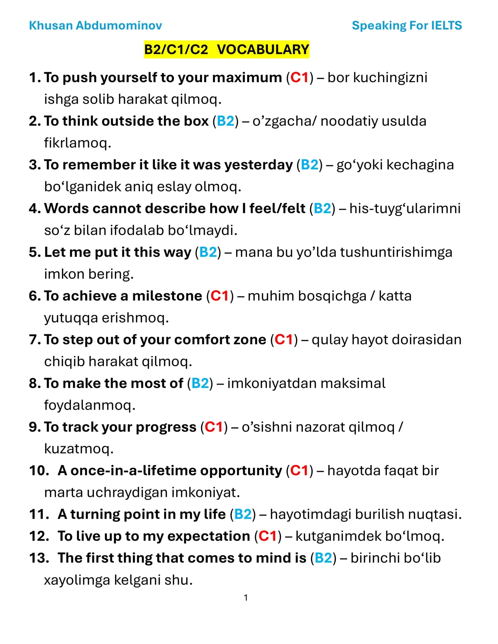 Speaking For IELTS