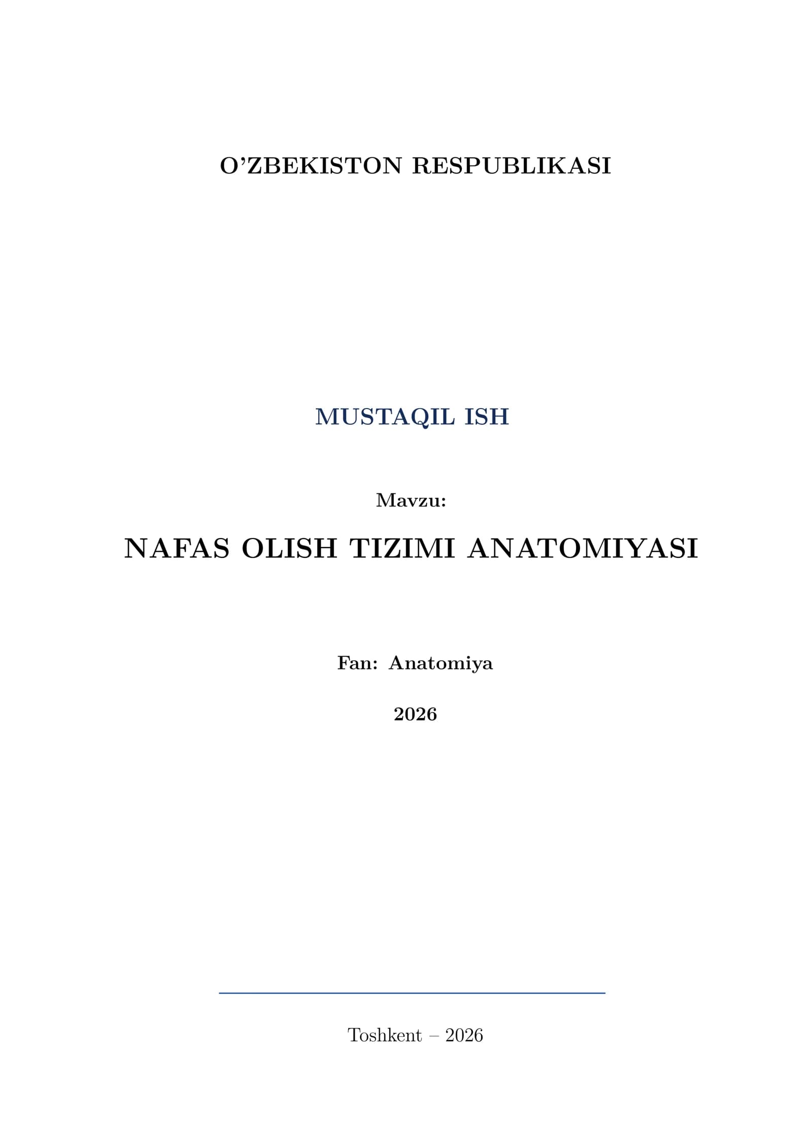 NAFAS OLISH TIZIMI ANATOMIYASI