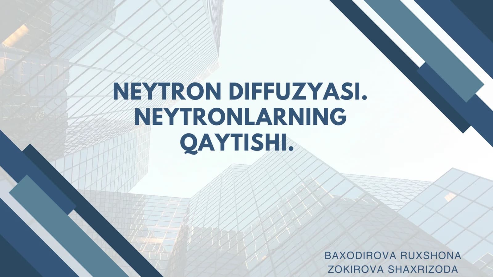 Neytron diffuziyasi. Neytronlarning qaytishi