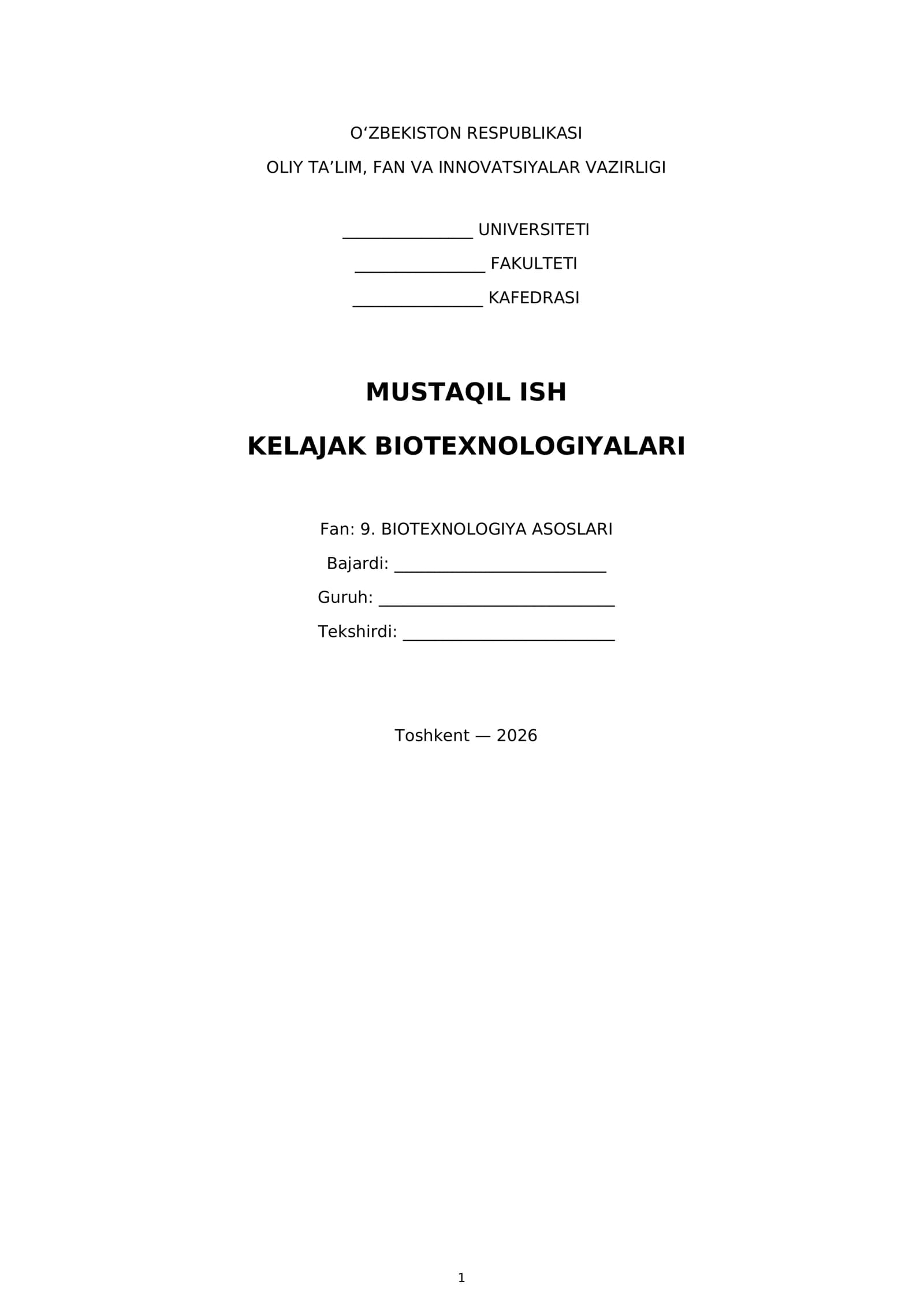 Kelajak Biotexnologiyalari