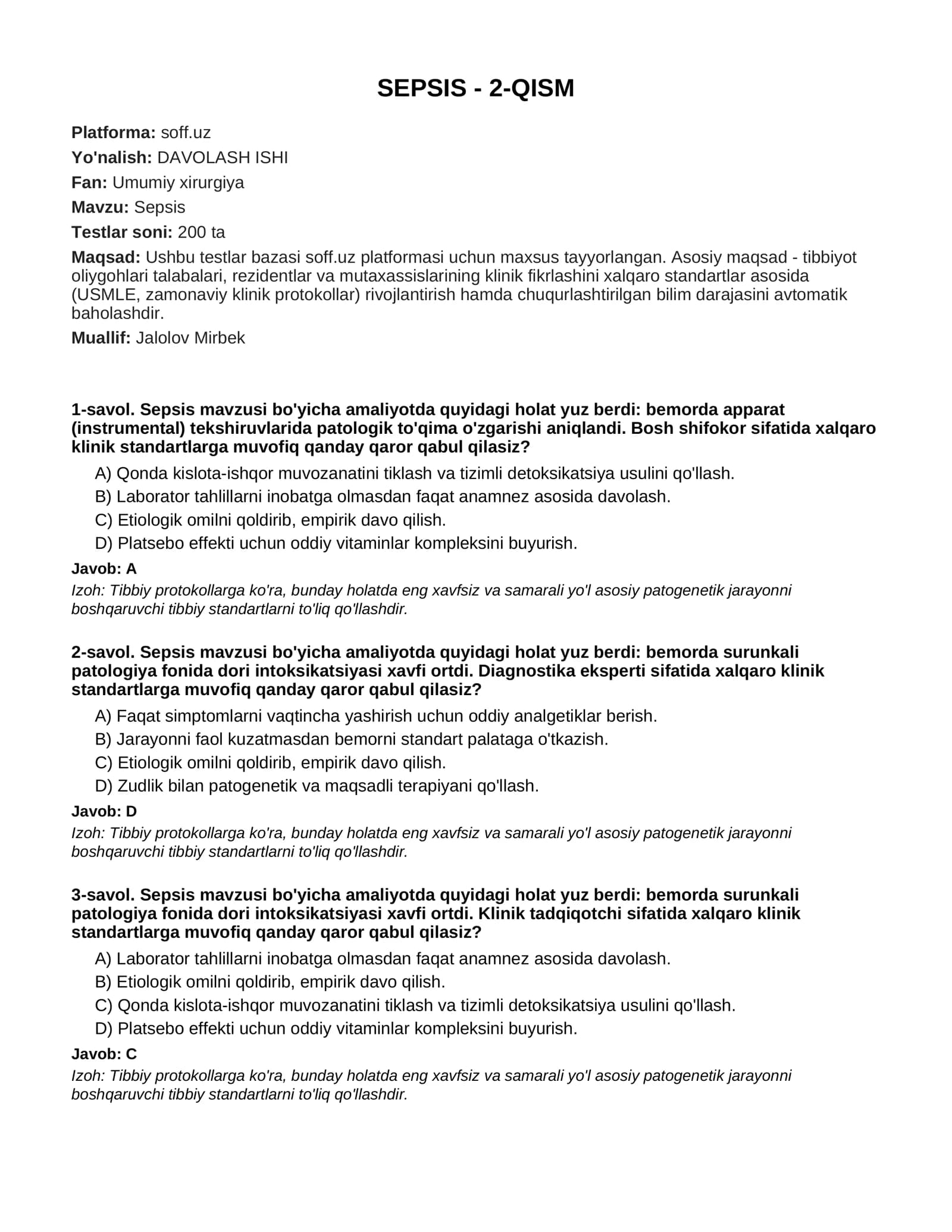 SEPSIS - 2-QISM
