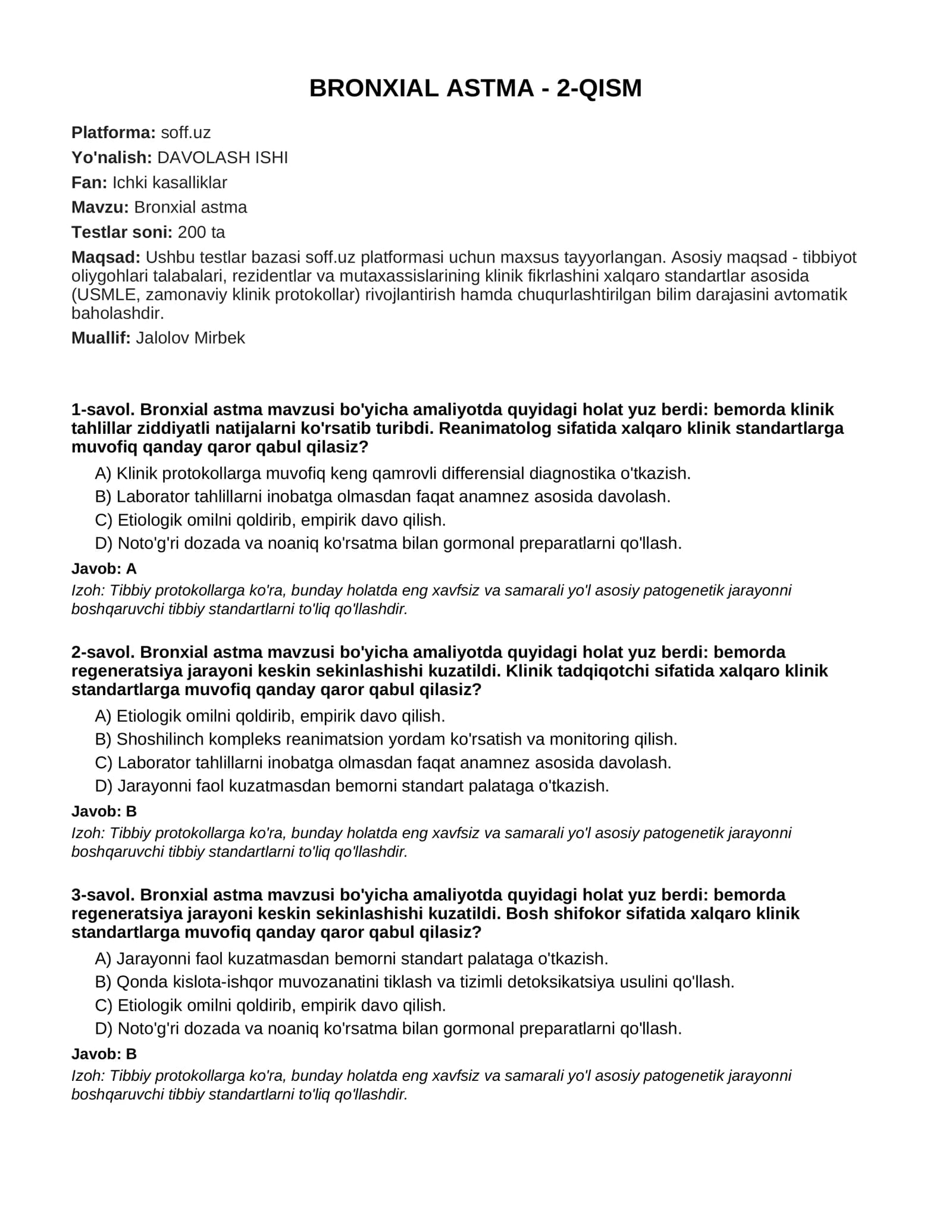BRONXIAL ASTMA - 2-QISM