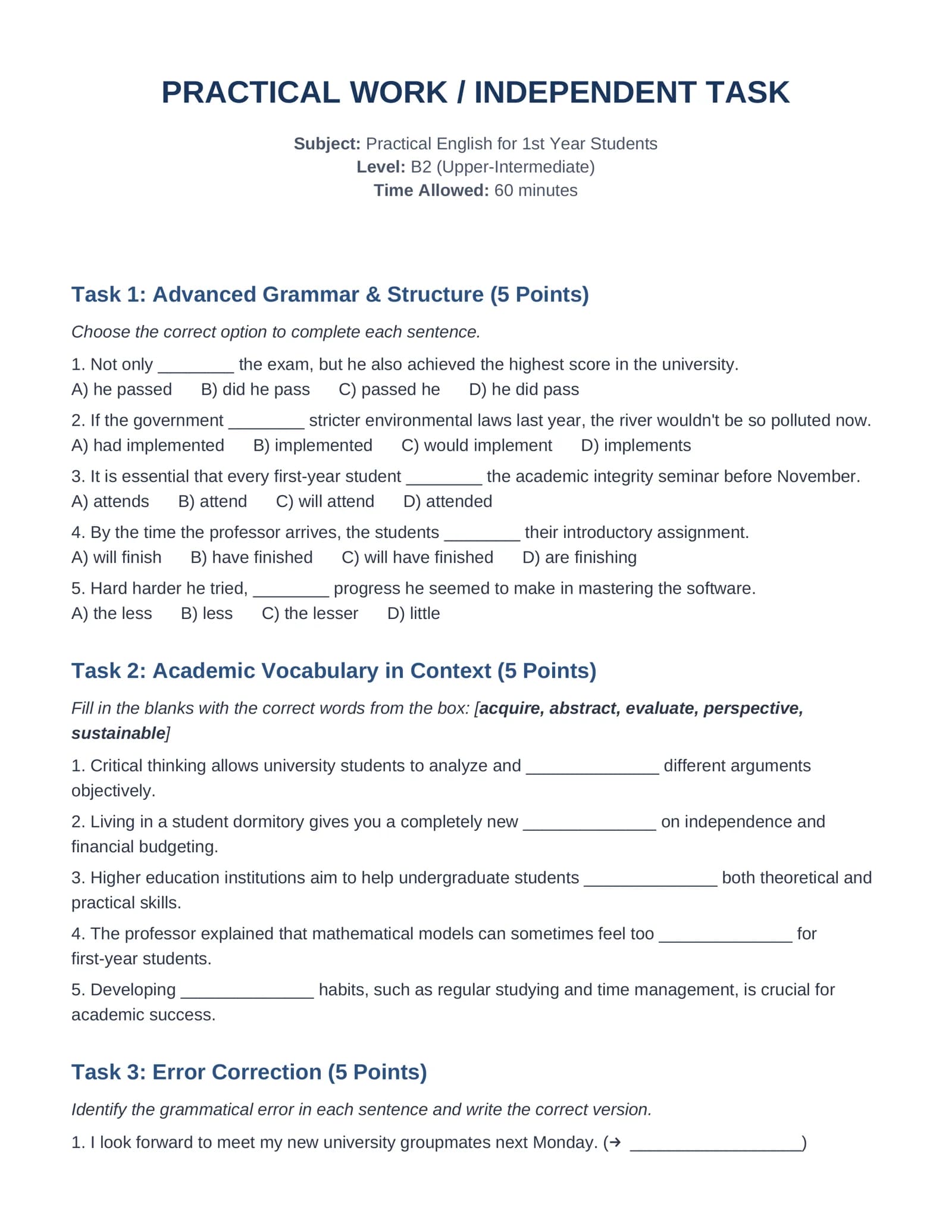 Practical English for 1st Year Students