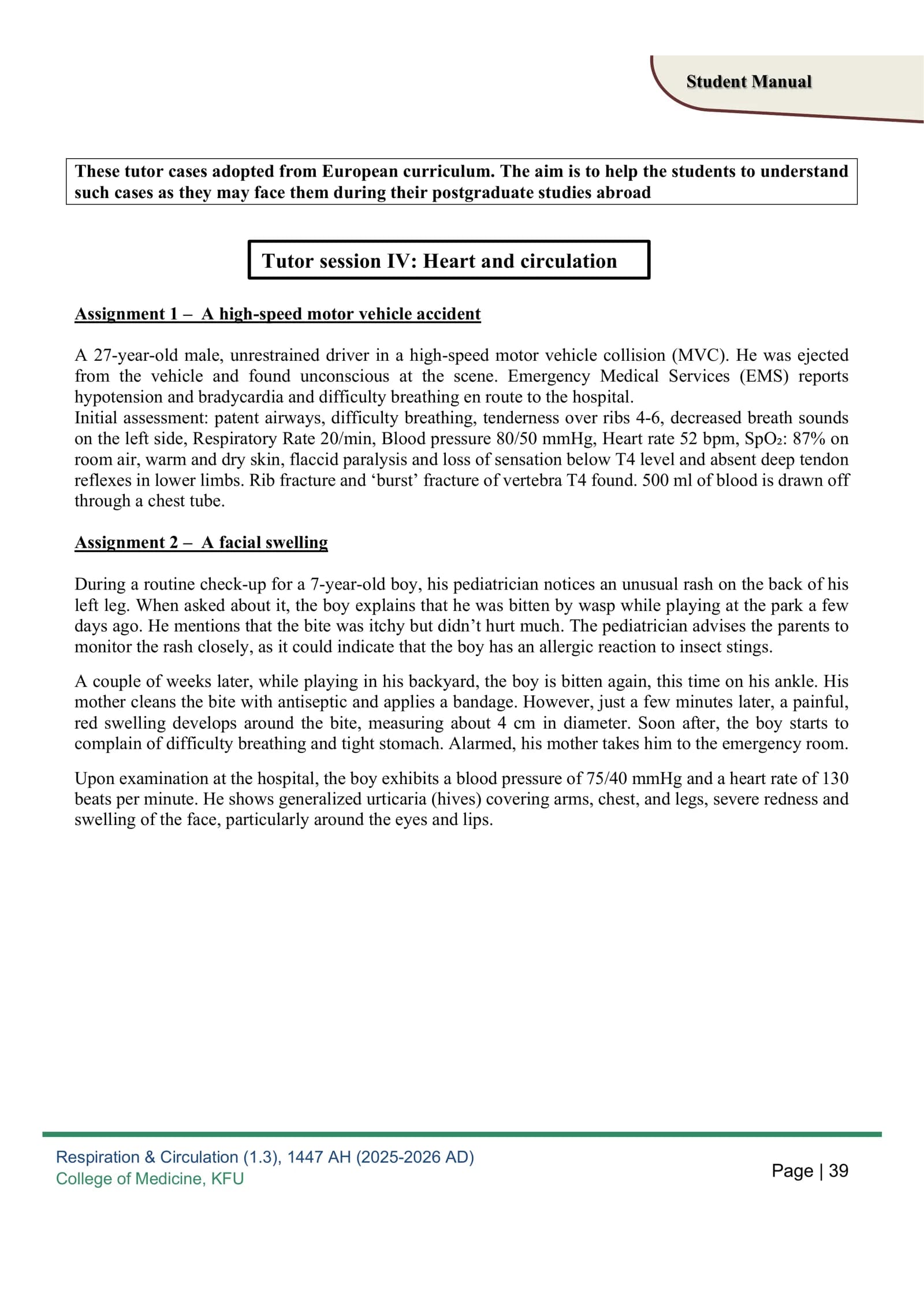 Respiration & Circulation Case Study 1