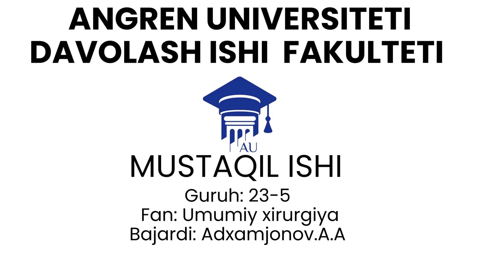 MUSTAQIL ISHI: Yumshoq to‘qimalar xirurgik infeksiyasi